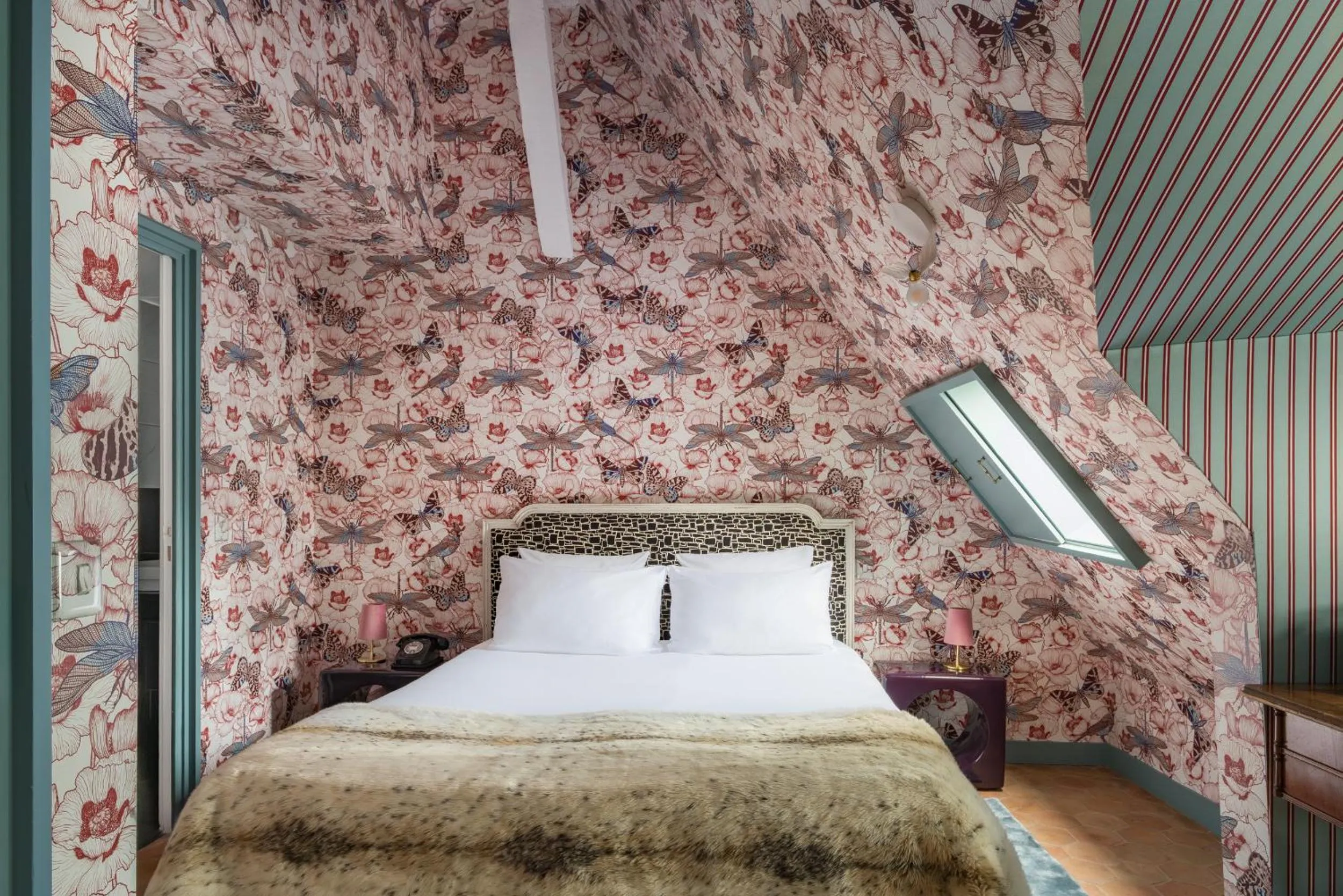 Bedroom, Bed in Hôtel du Petit Moulin, Haute Couture hotel by Lacroix