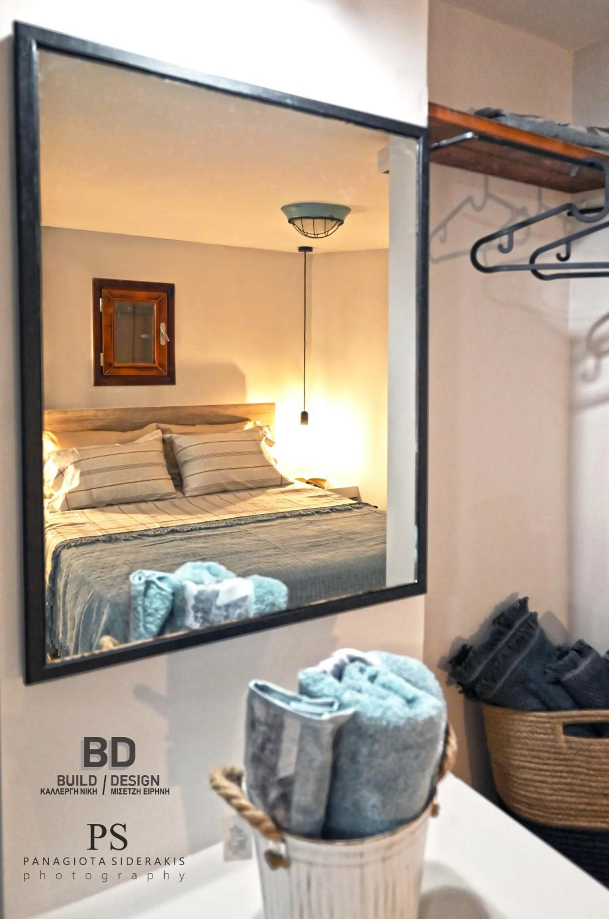 Bed in Pyrgos Houses and Restaurant