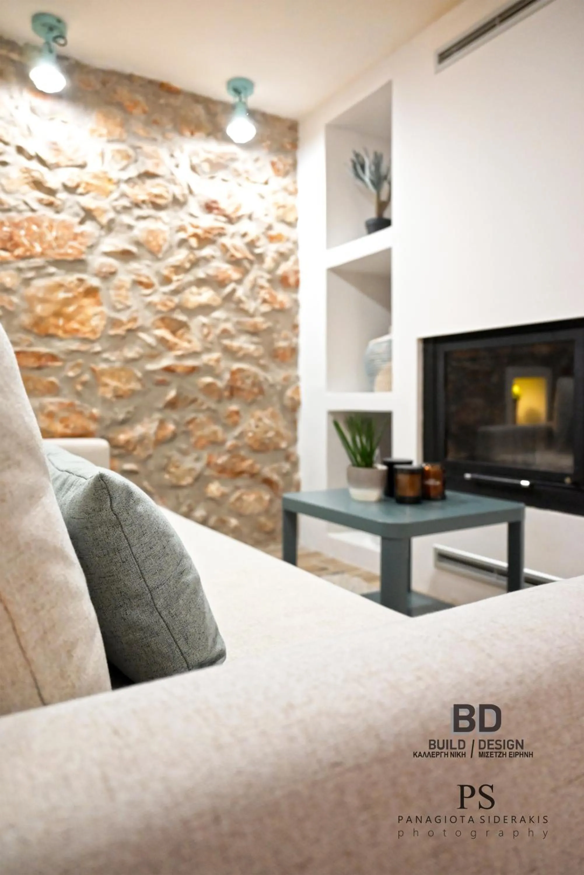 Bed in Pyrgos Houses and Restaurant