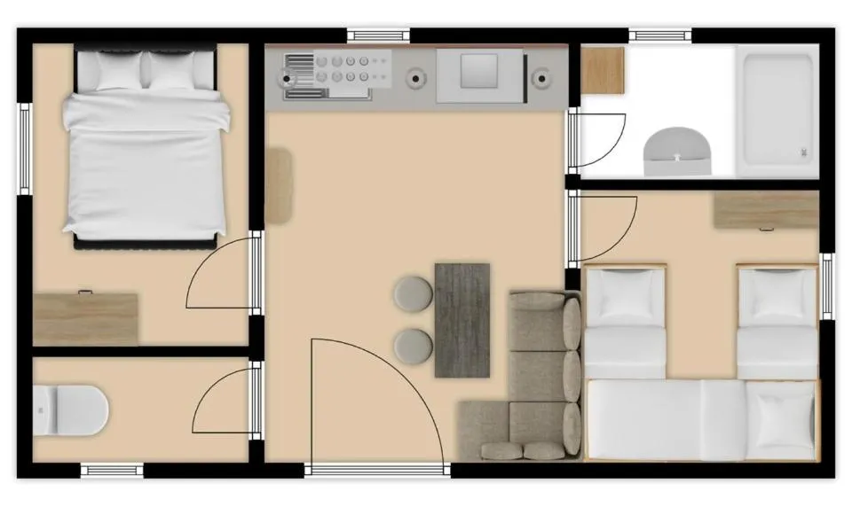 Floor plan in West Coast Mobilhome with XXL Terrace