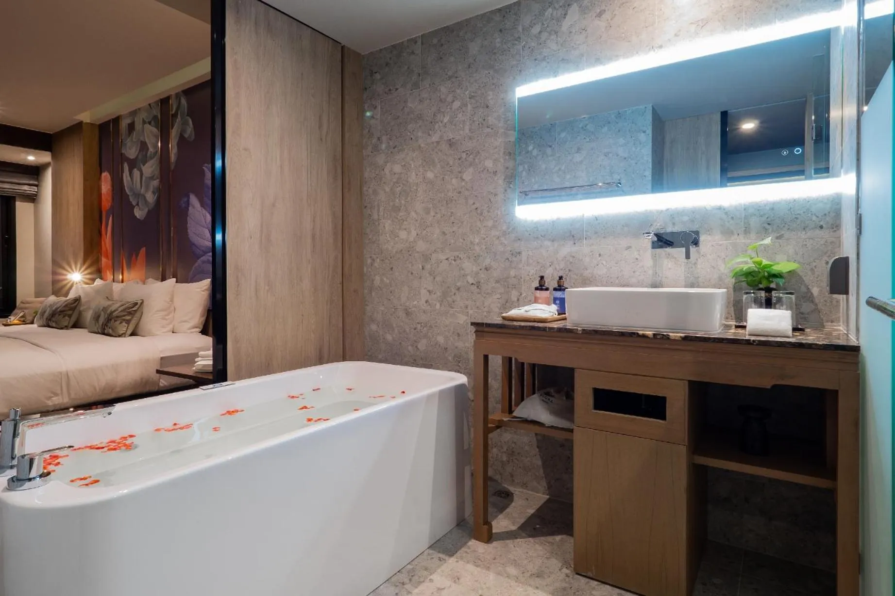 Bathroom, Bed in La Flora Khao Lak - SHA Extra Plus