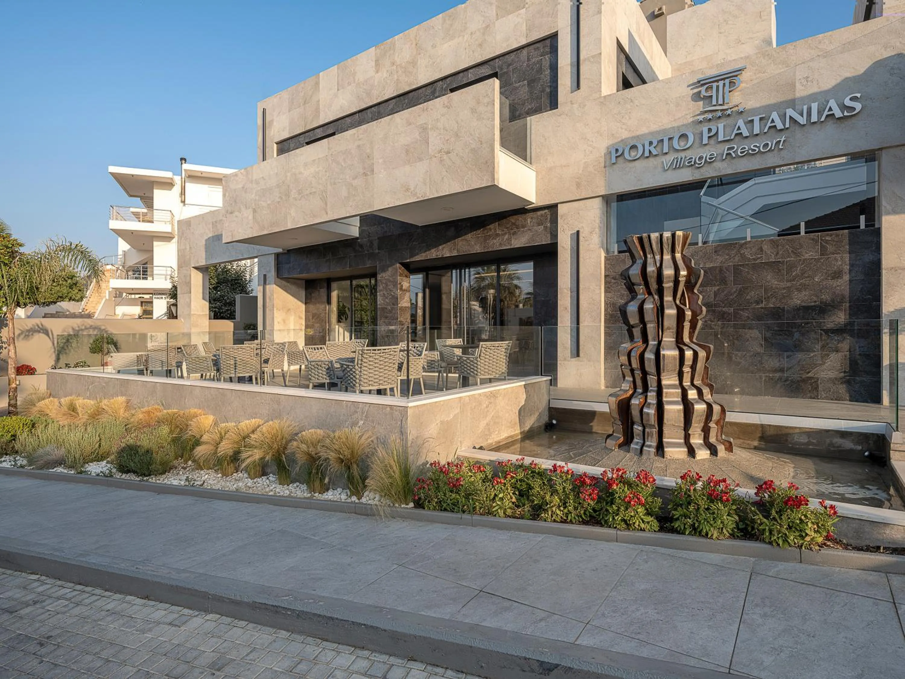 Facade/entrance in Porto Platanias Village Resort