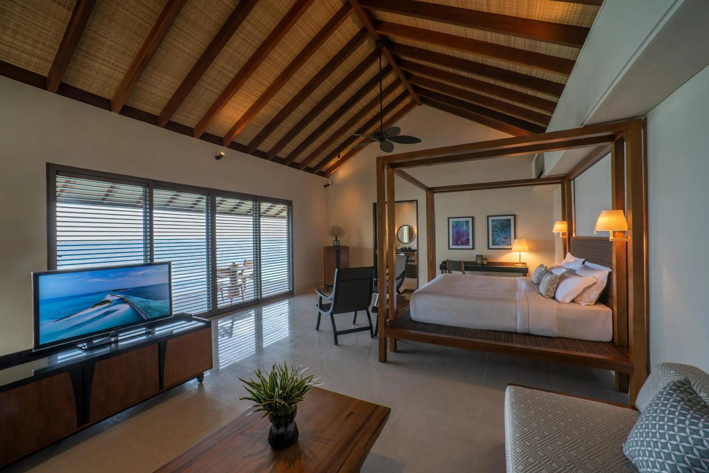 Living room, Bed in The Residence Maldives at Dhigurah