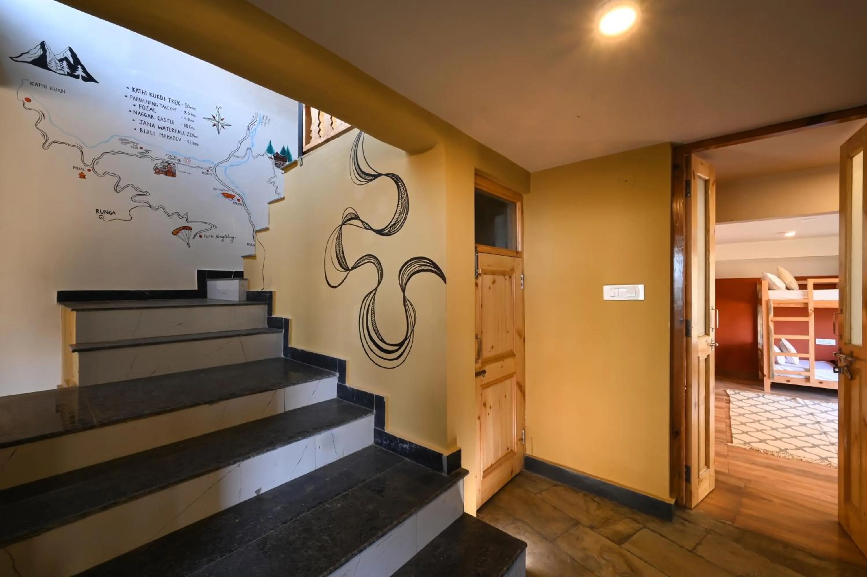 Living room in Zostel Dobhi, Manali