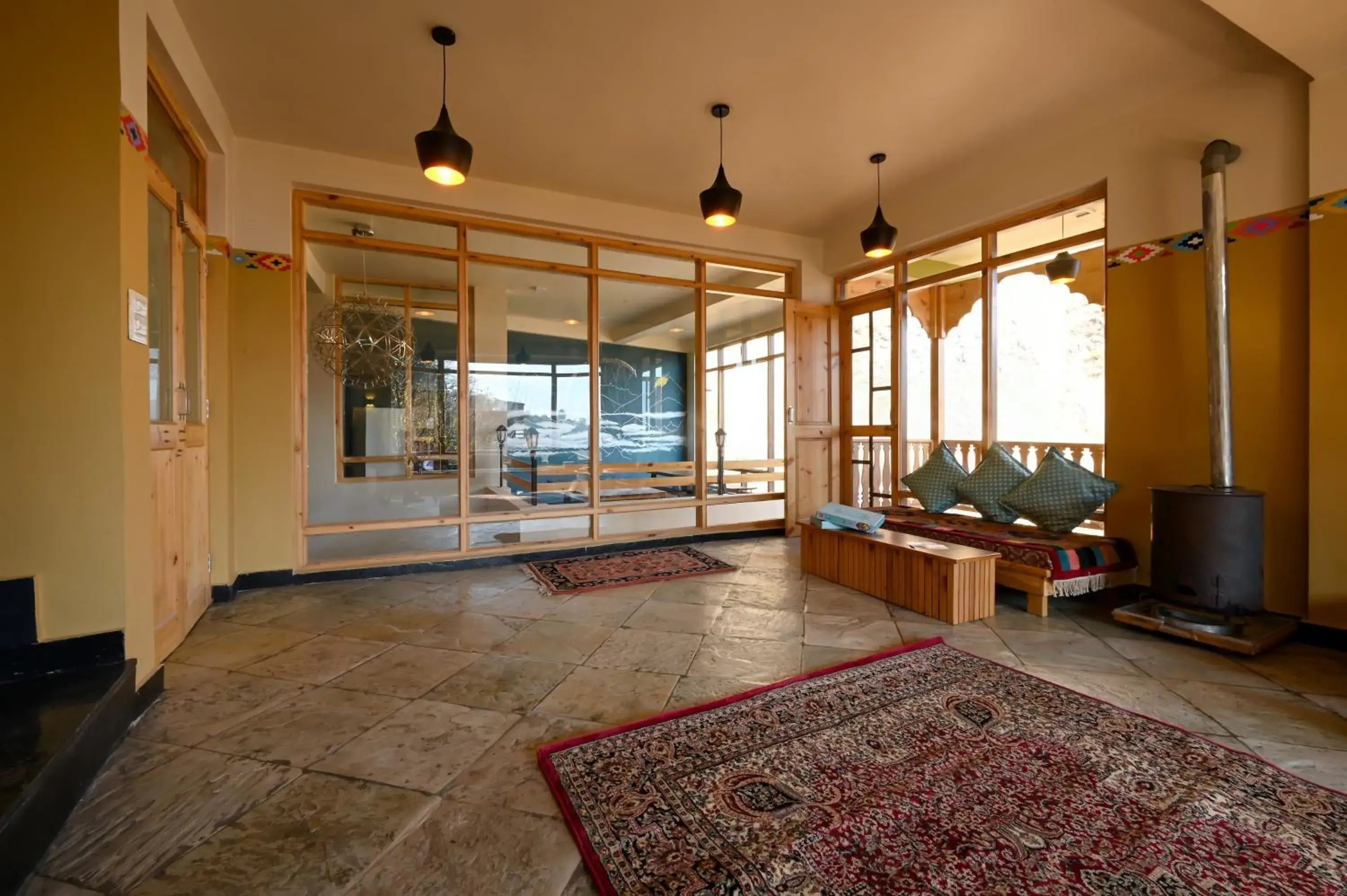 Living room in Zostel Dobhi, Manali Living room in Zostel Dobhi, Manali