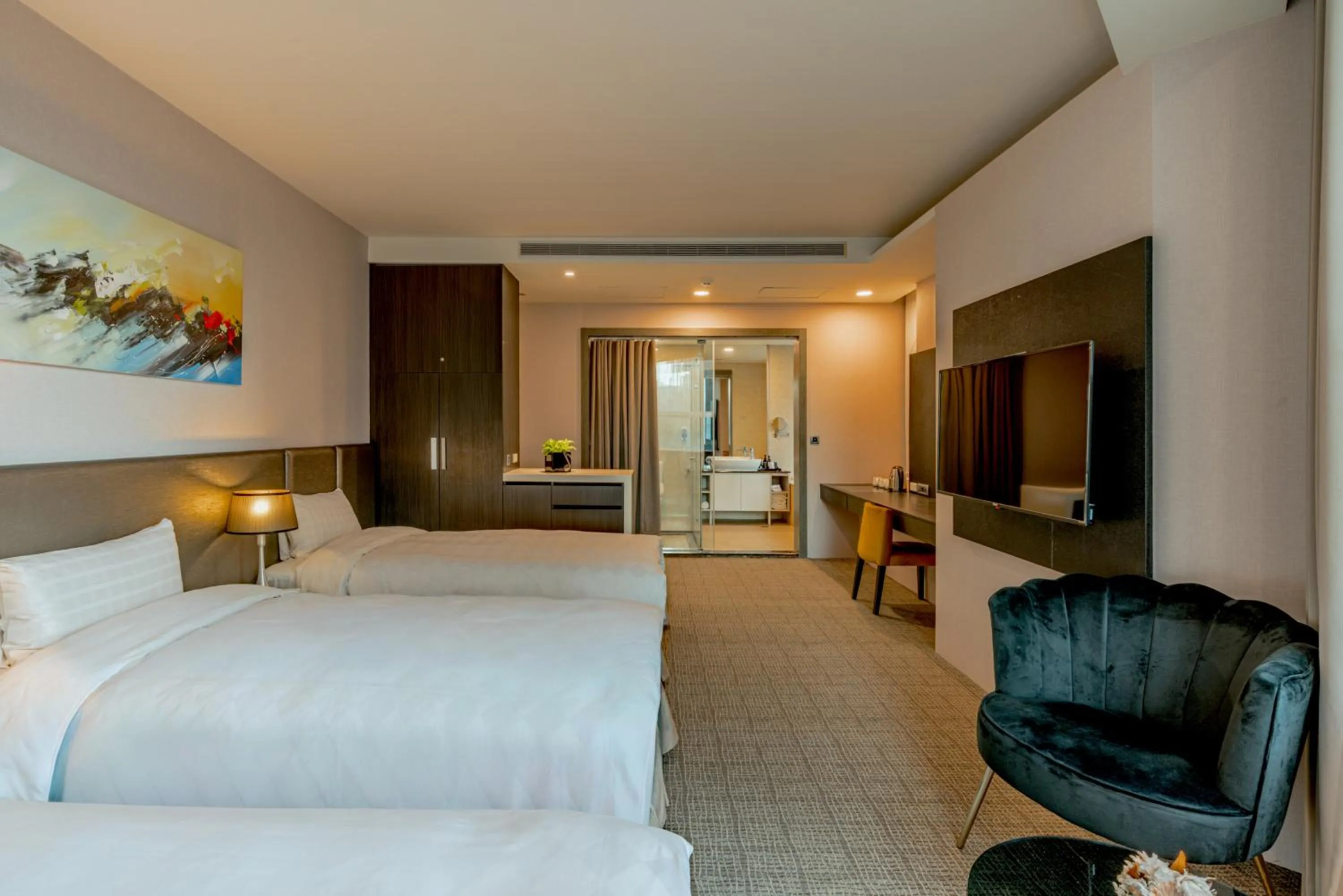 Bed in Hotel Geight Taipei