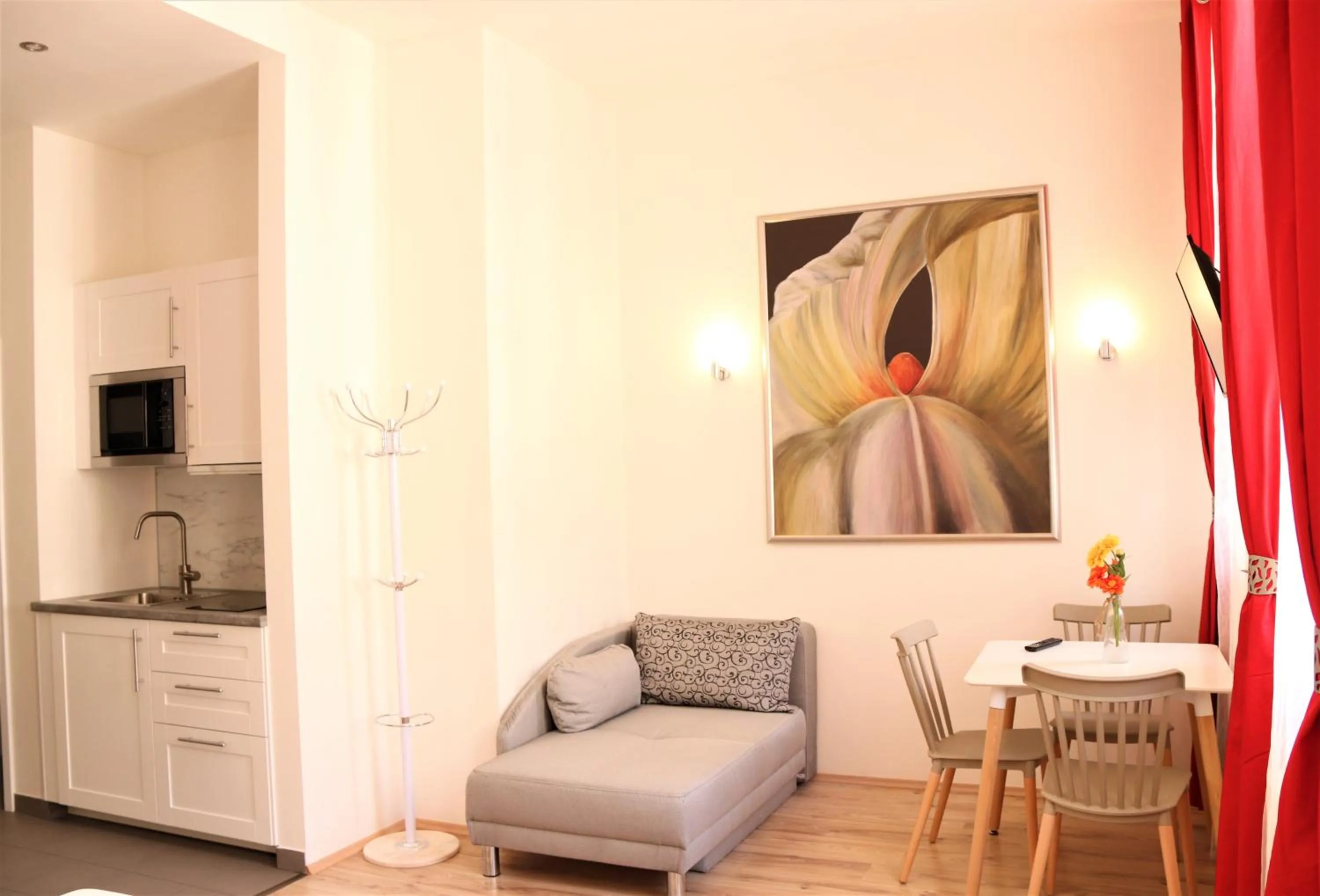 Seating area in Flowers apartments