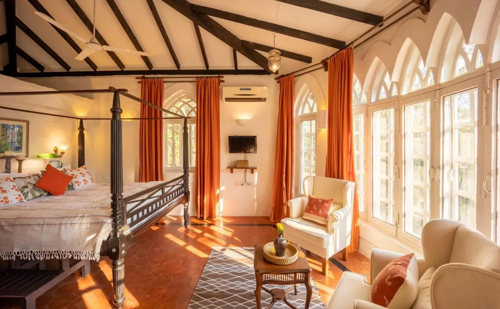 Seating area, Bed in Wildflower Villas - All Villa Hotel, Family Run