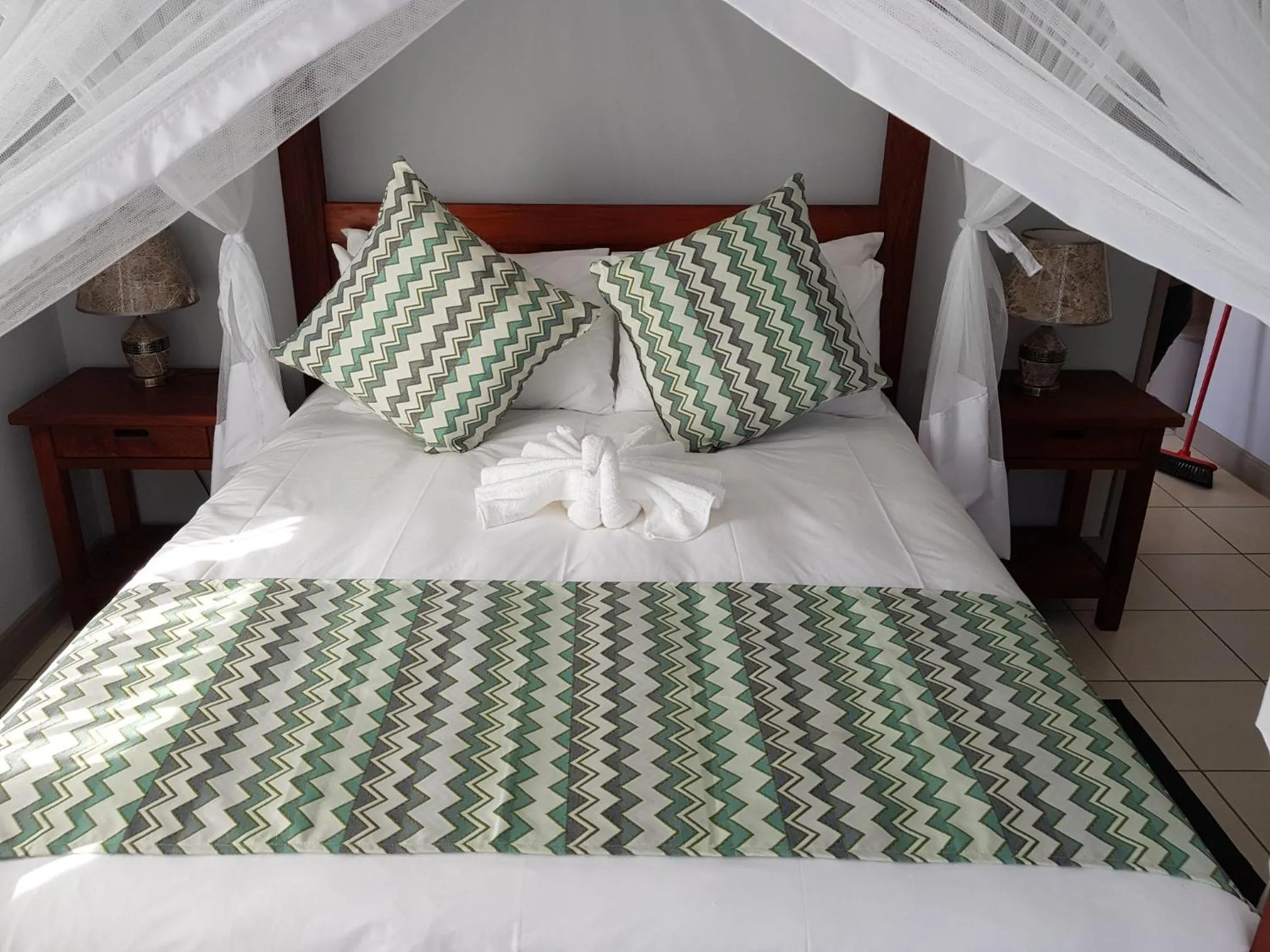 Bed in Tlou Safari Lodge