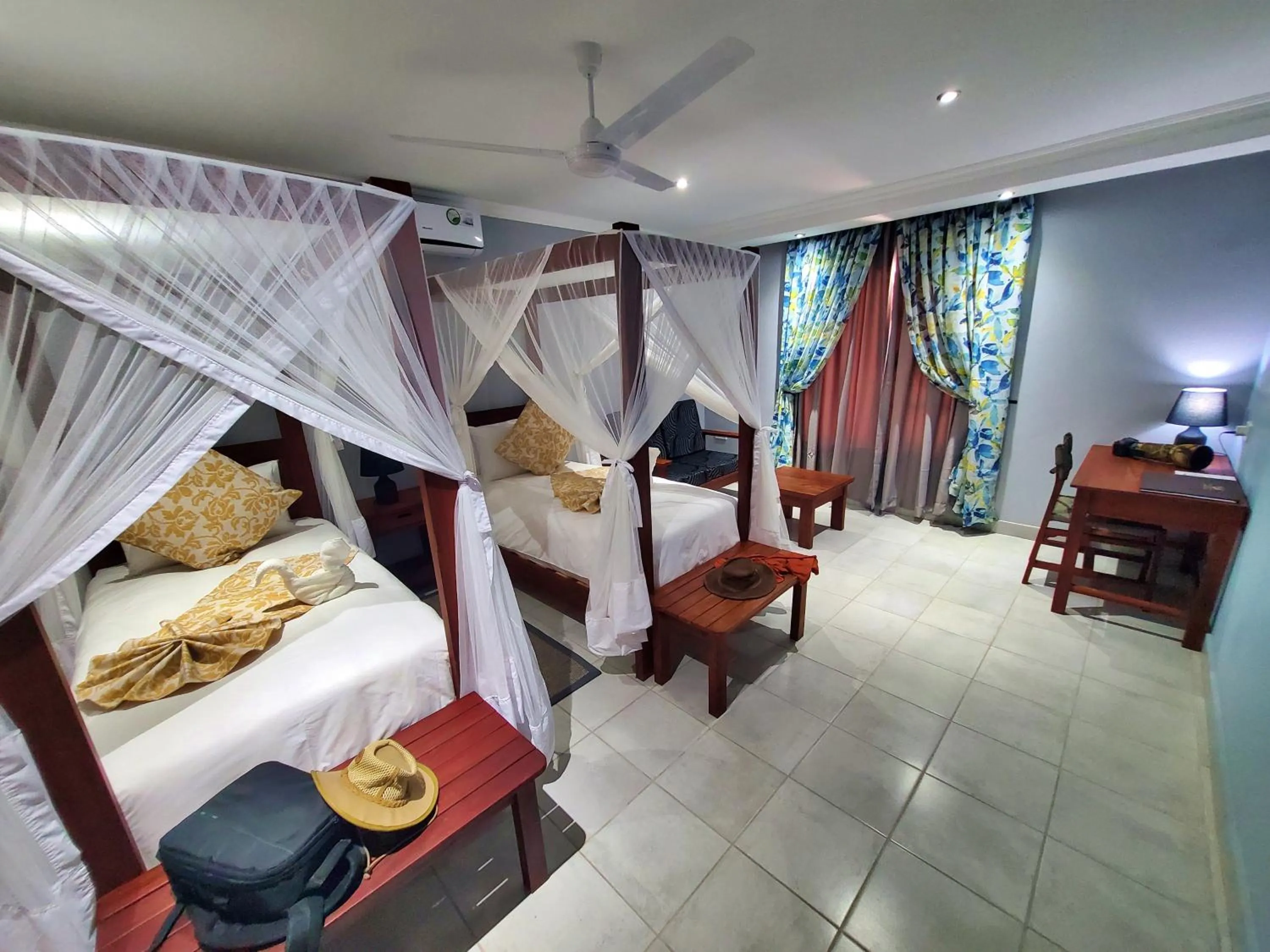 Bed in Tlou Safari Lodge