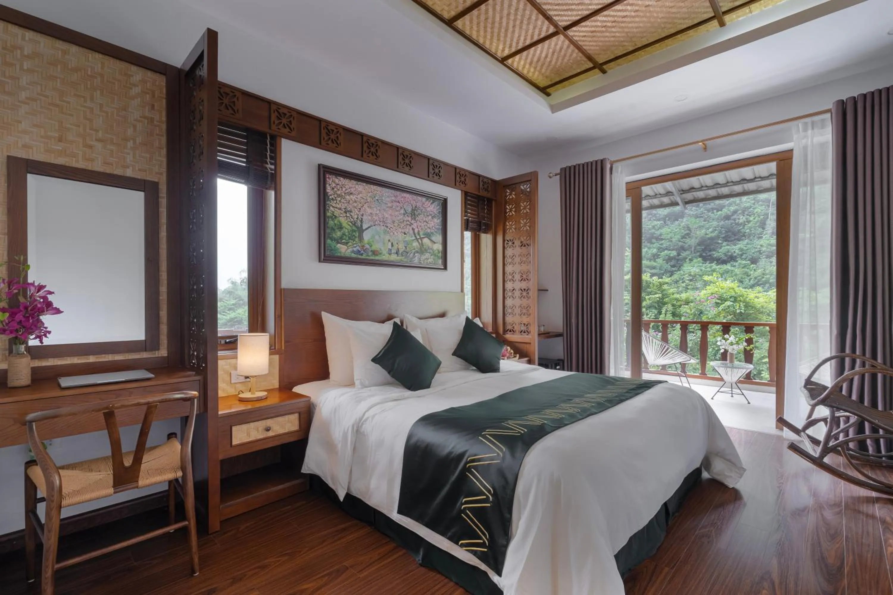 Bed in Mai Chau Mountain View Resort