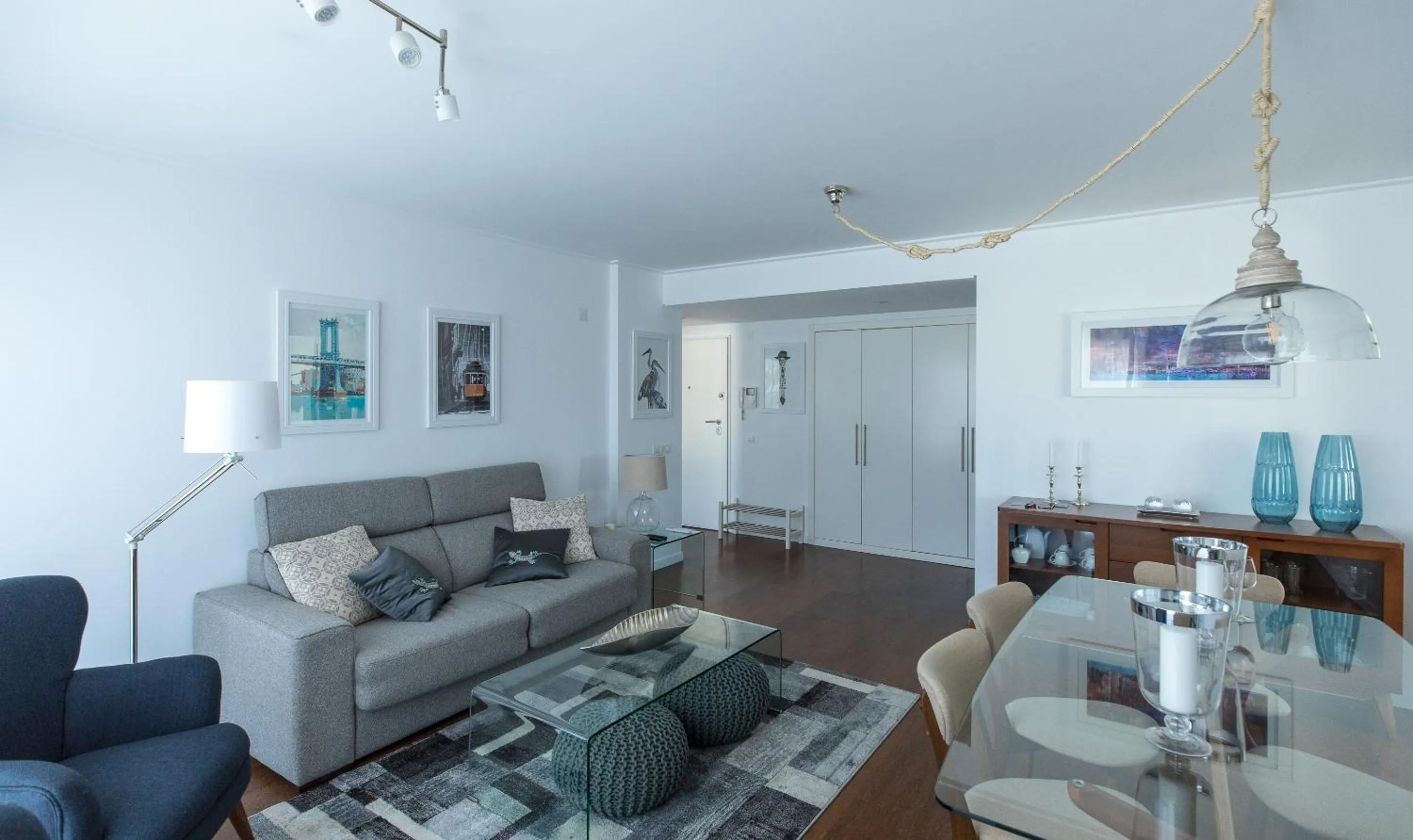 Living room in Charming Apartment with Balcony & Pool