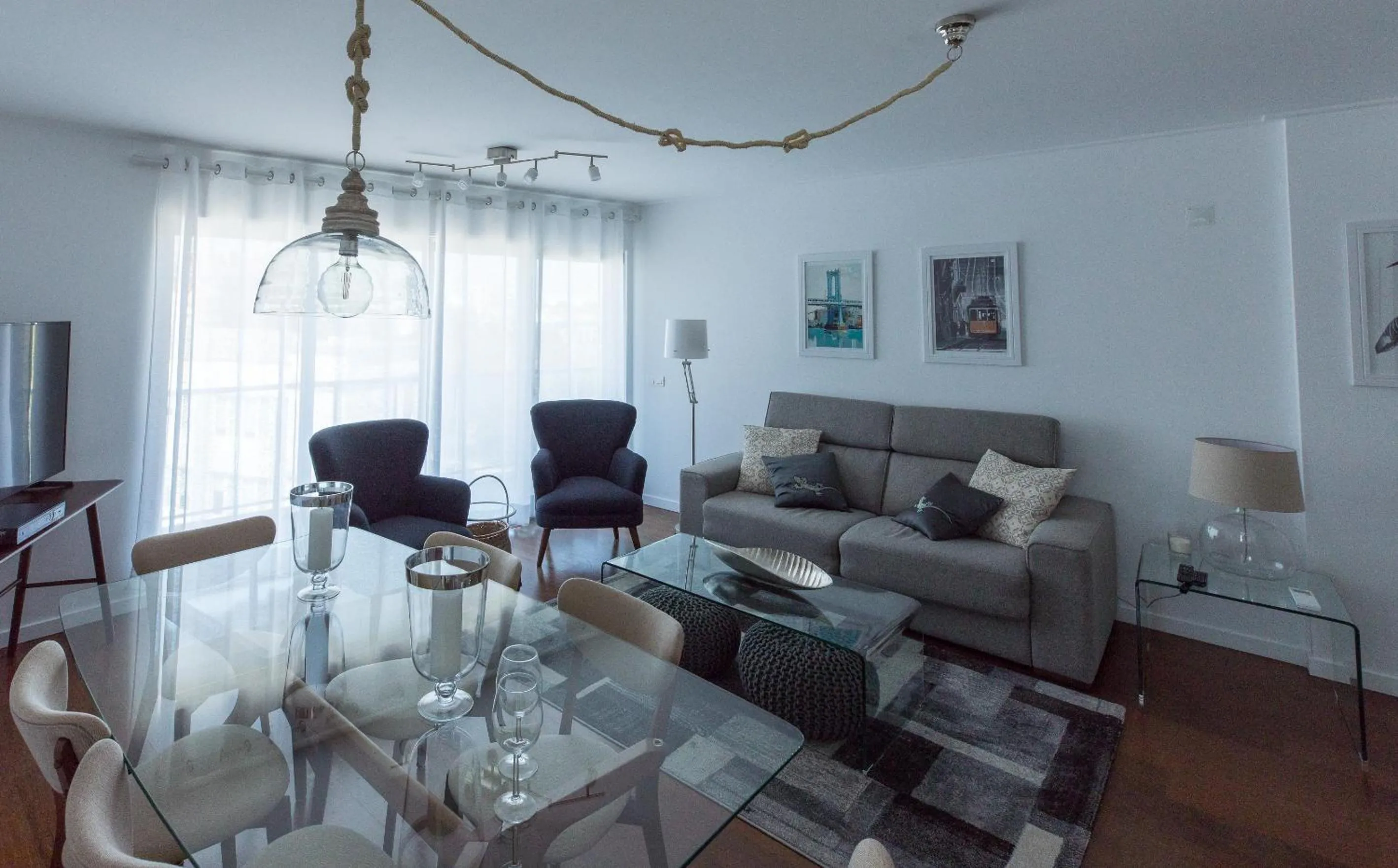 Living room in Charming Apartment with Balcony & Pool