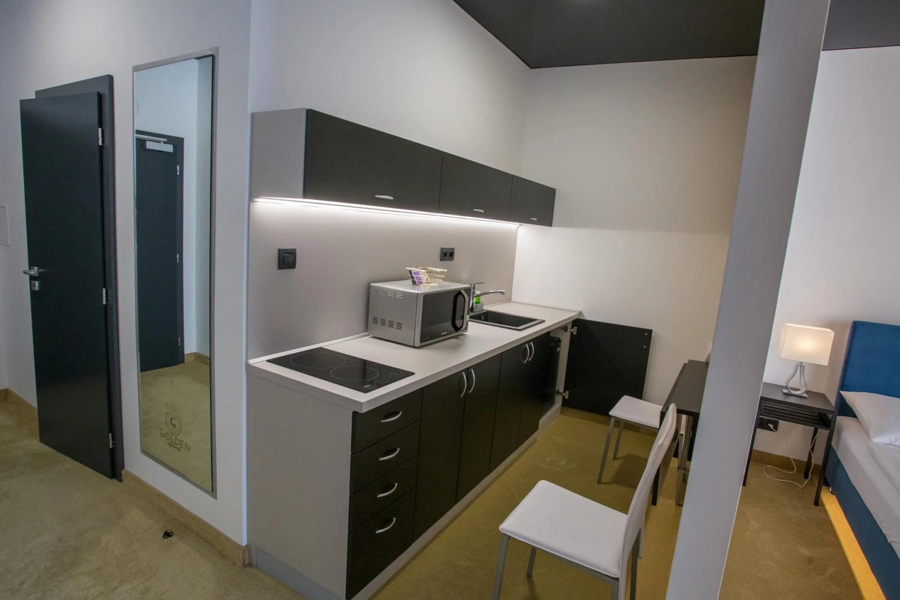 Kitchen or kitchenette in Apart Hotel GOLDEN apartments