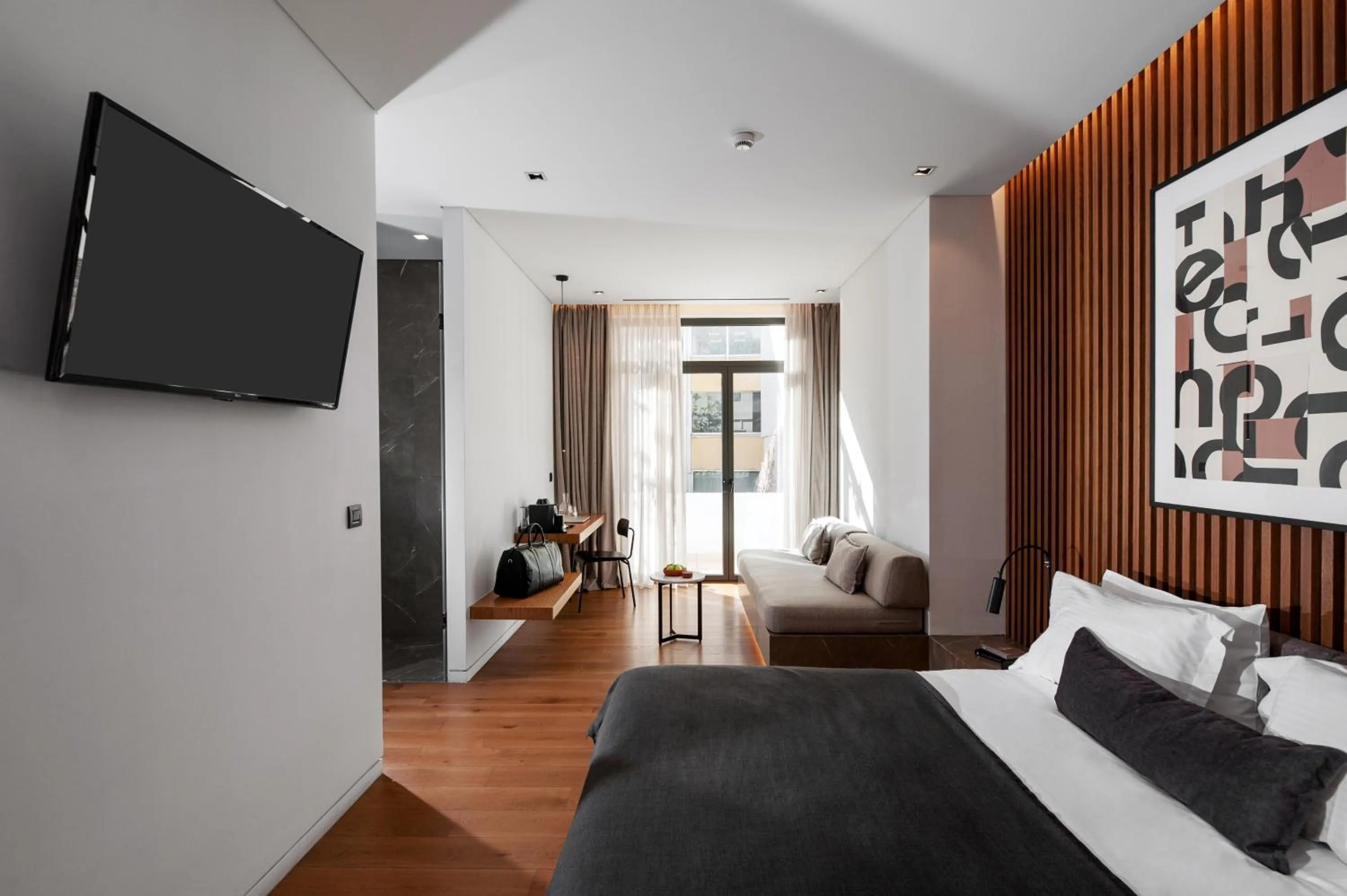 Bed in The Editor Hotel Athens