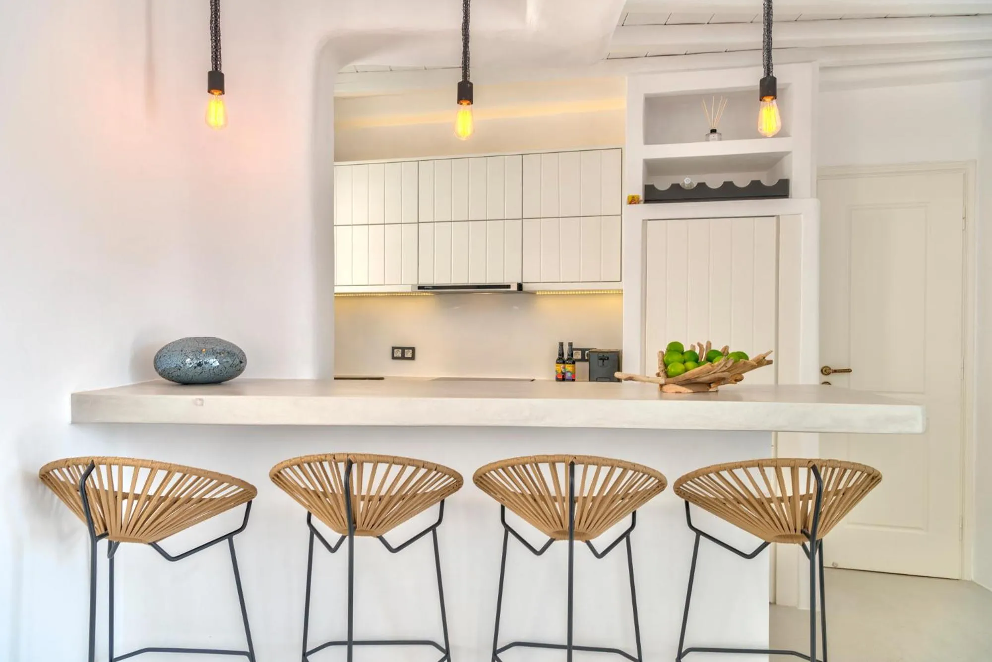 Kitchen or kitchenette in Mykonian Mews Luxury Suites