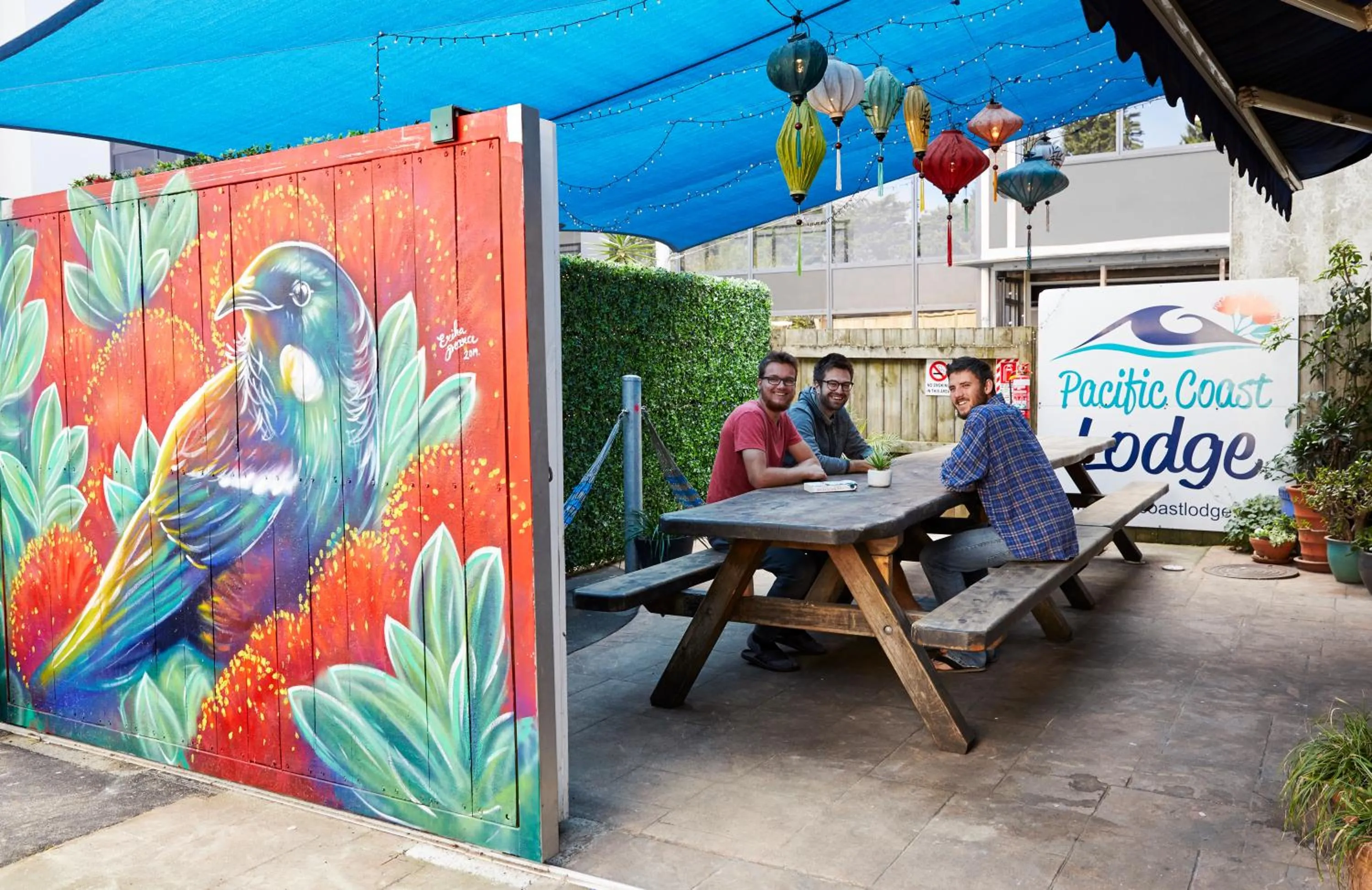 Patio in Pacific Coast Lodge and Backpackers