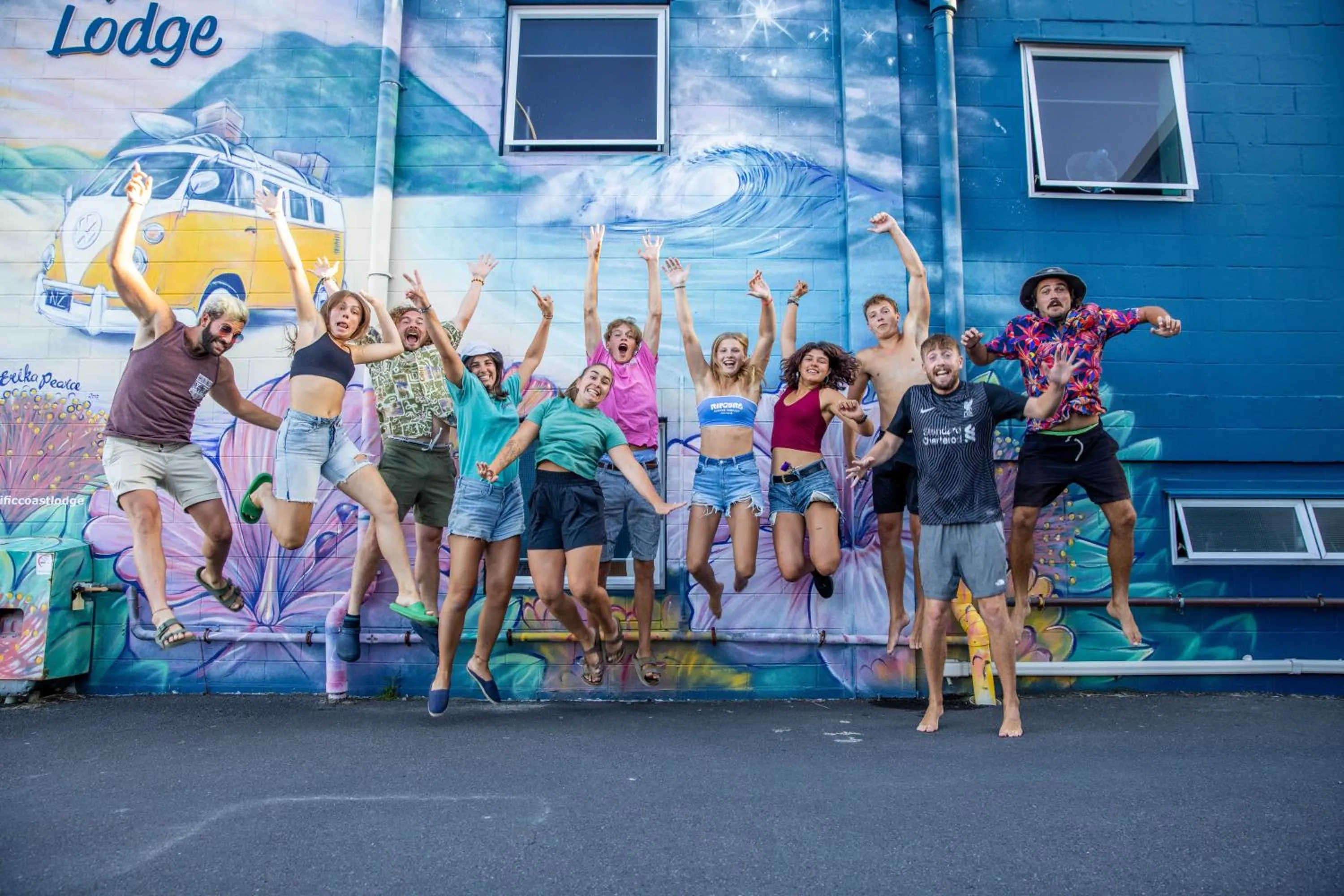 group of guests in Pacific Coast Lodge and Backpackers