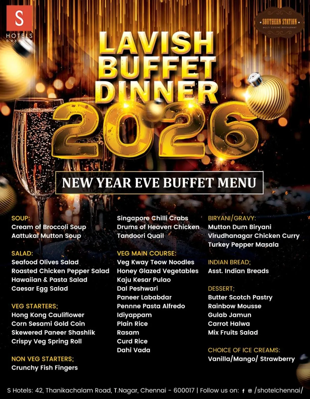 Restaurant/places to eat in S Hotels Chennai