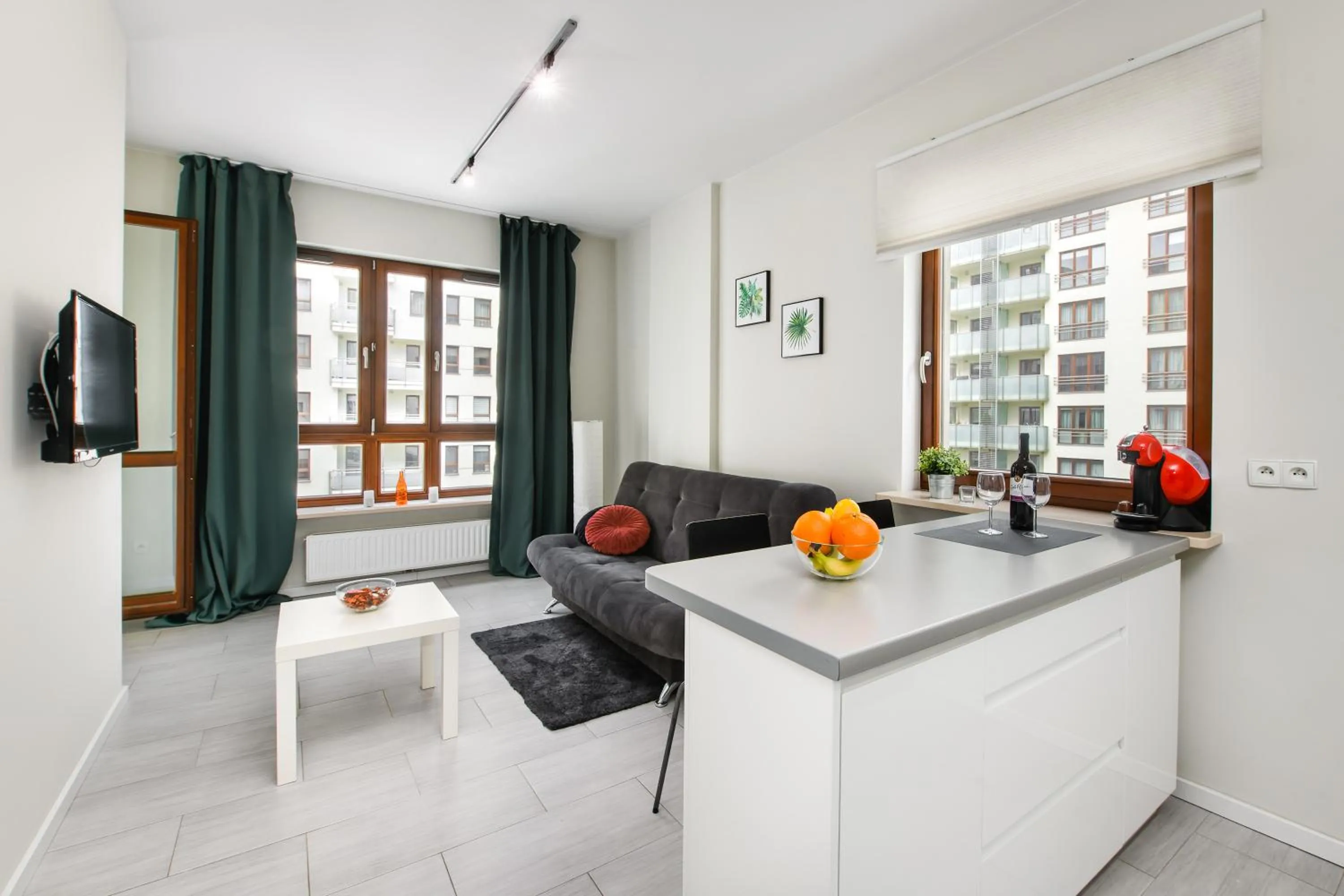 Living room in Warsaw Night Apartments Giełdowa