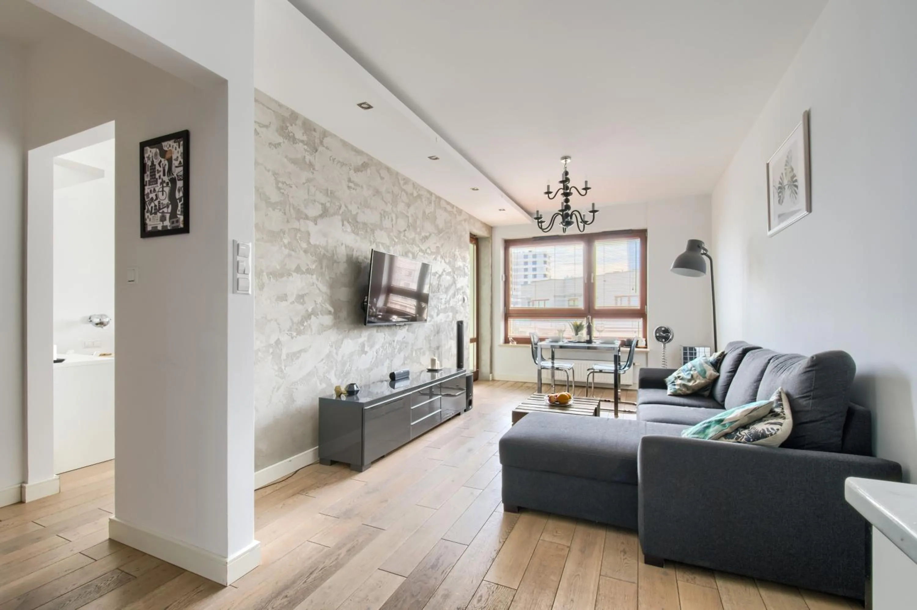 Living room in Warsaw Night Apartments Giełdowa