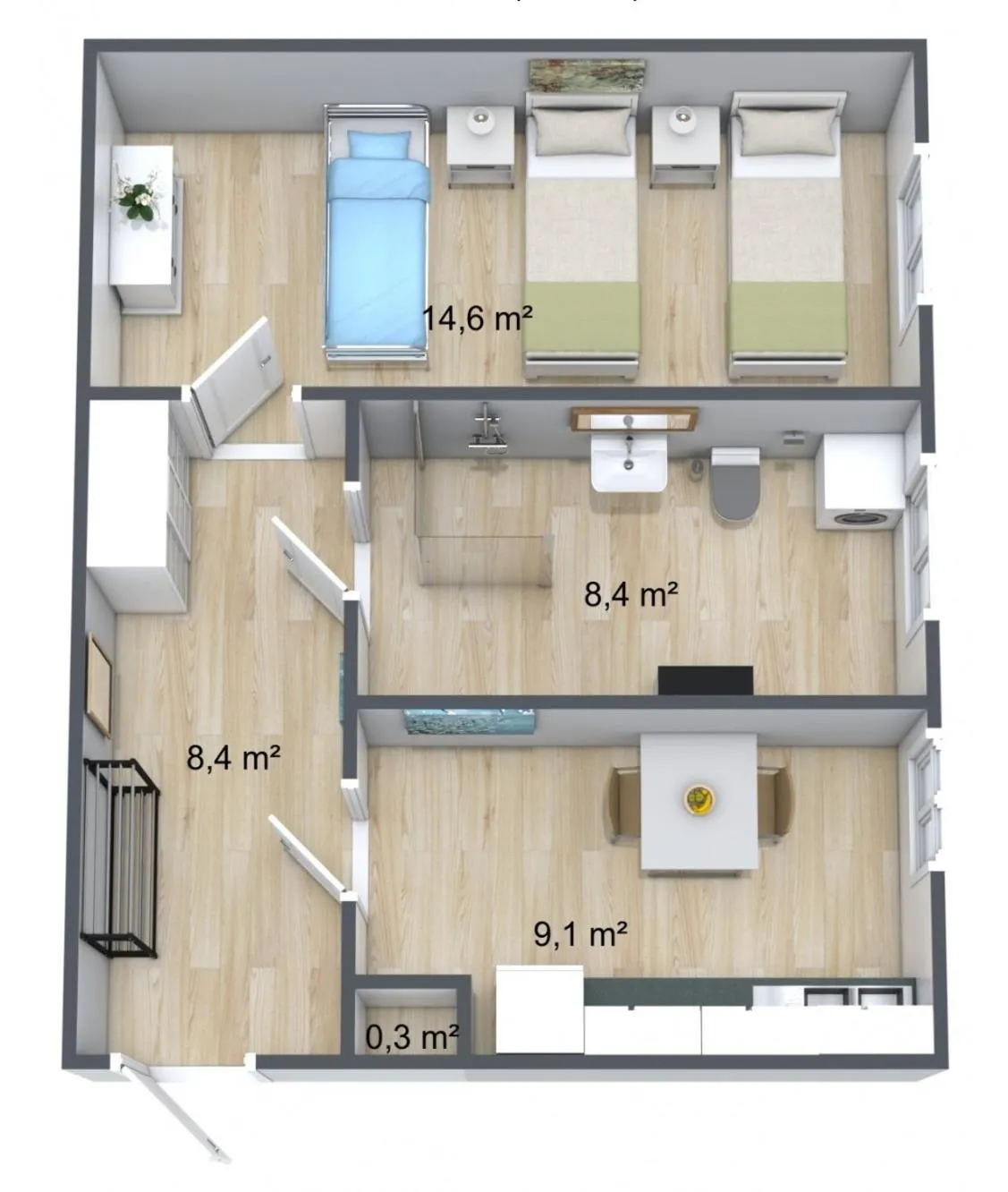 Floor plan in Zollikof Aparts - Sauna & Studioapartments