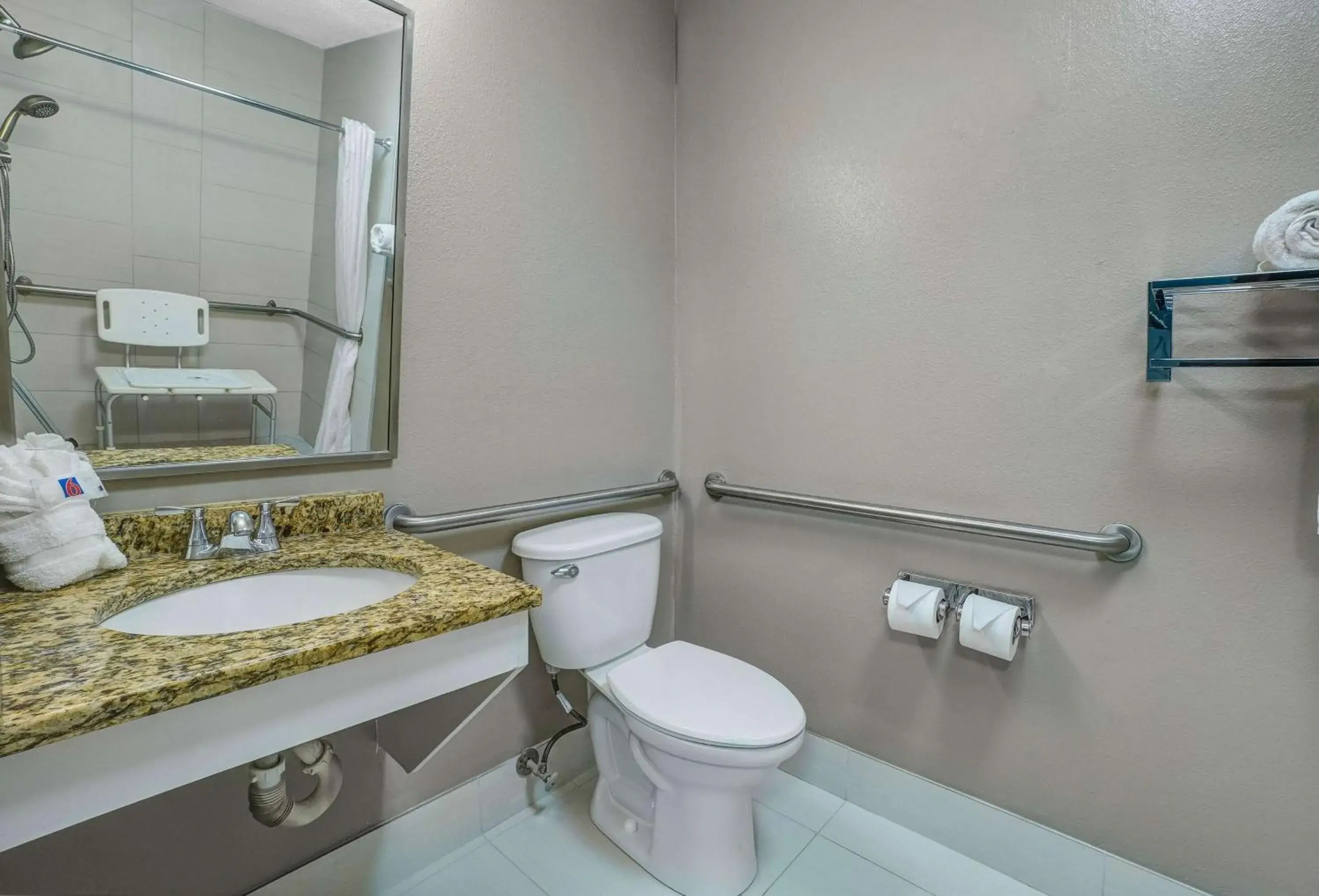 Bathroom in Studio 6 Duluth GA Near Gas South District Bathroom in Studio 6 Duluth GA Near Gas South District