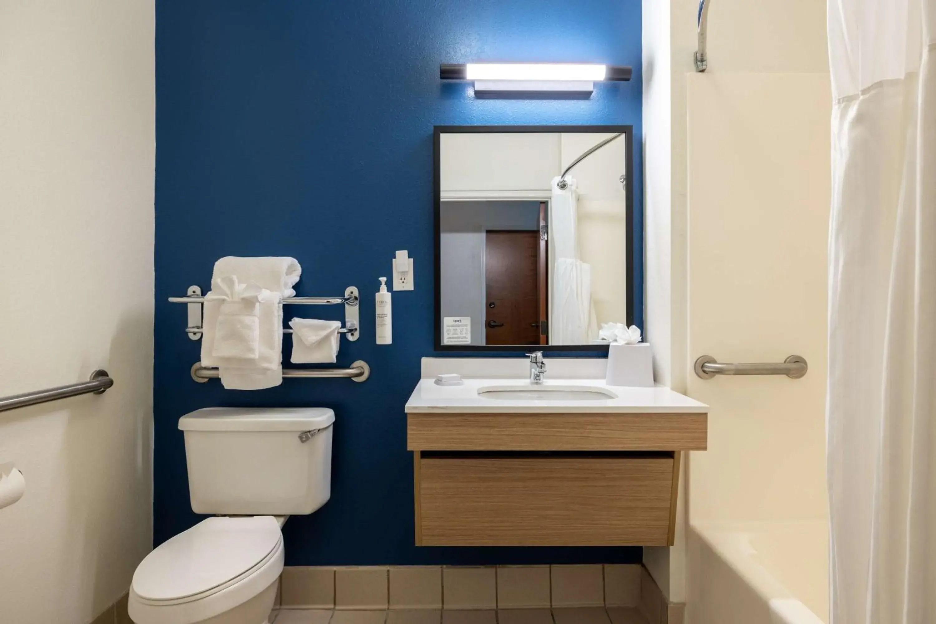 Bathroom in Spark by Hilton Savannah Airport Bathroom in Spark by Hilton Savannah Airport