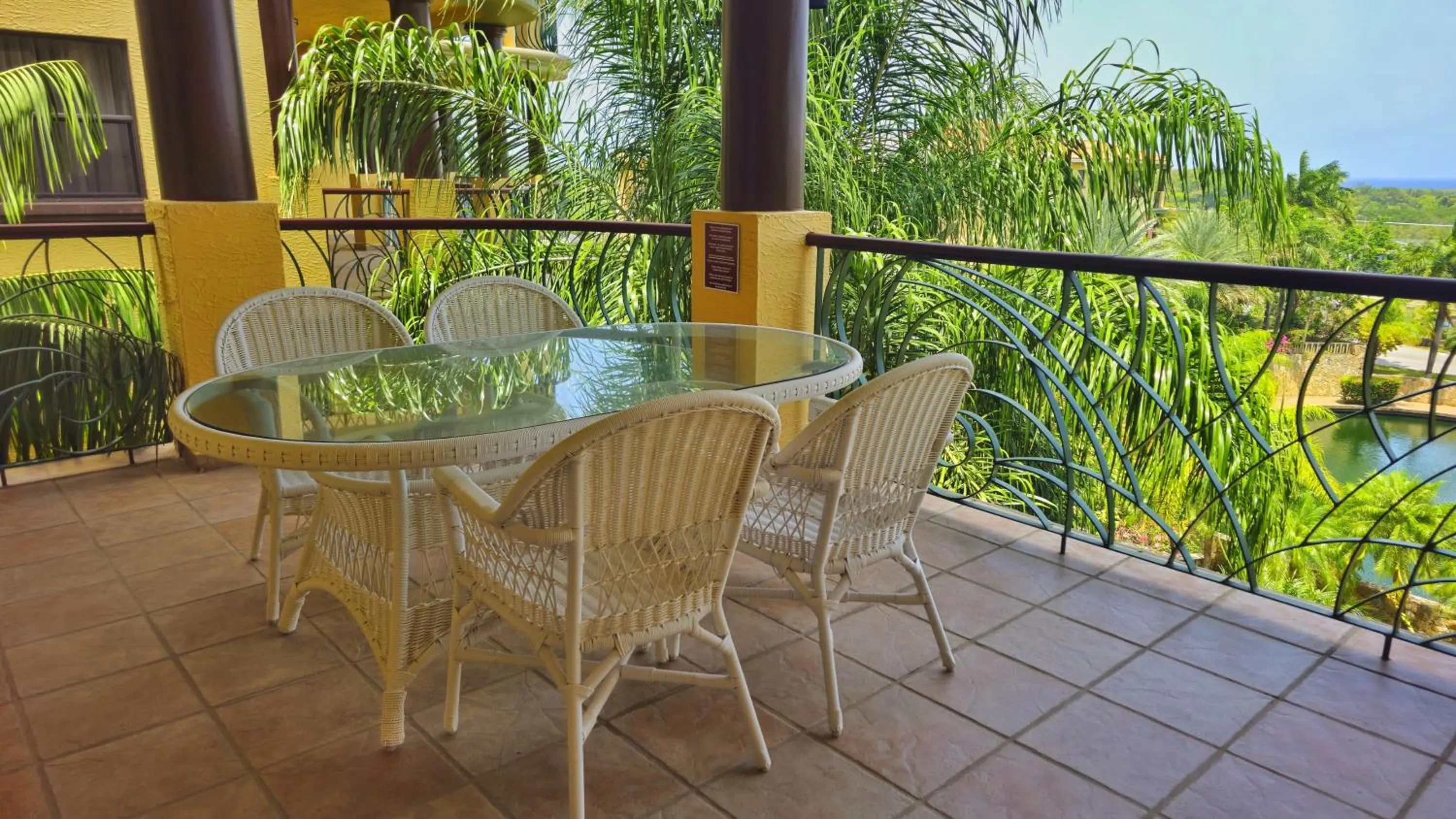 Patio in Clarion Suites Roatan at Pineapple Villas