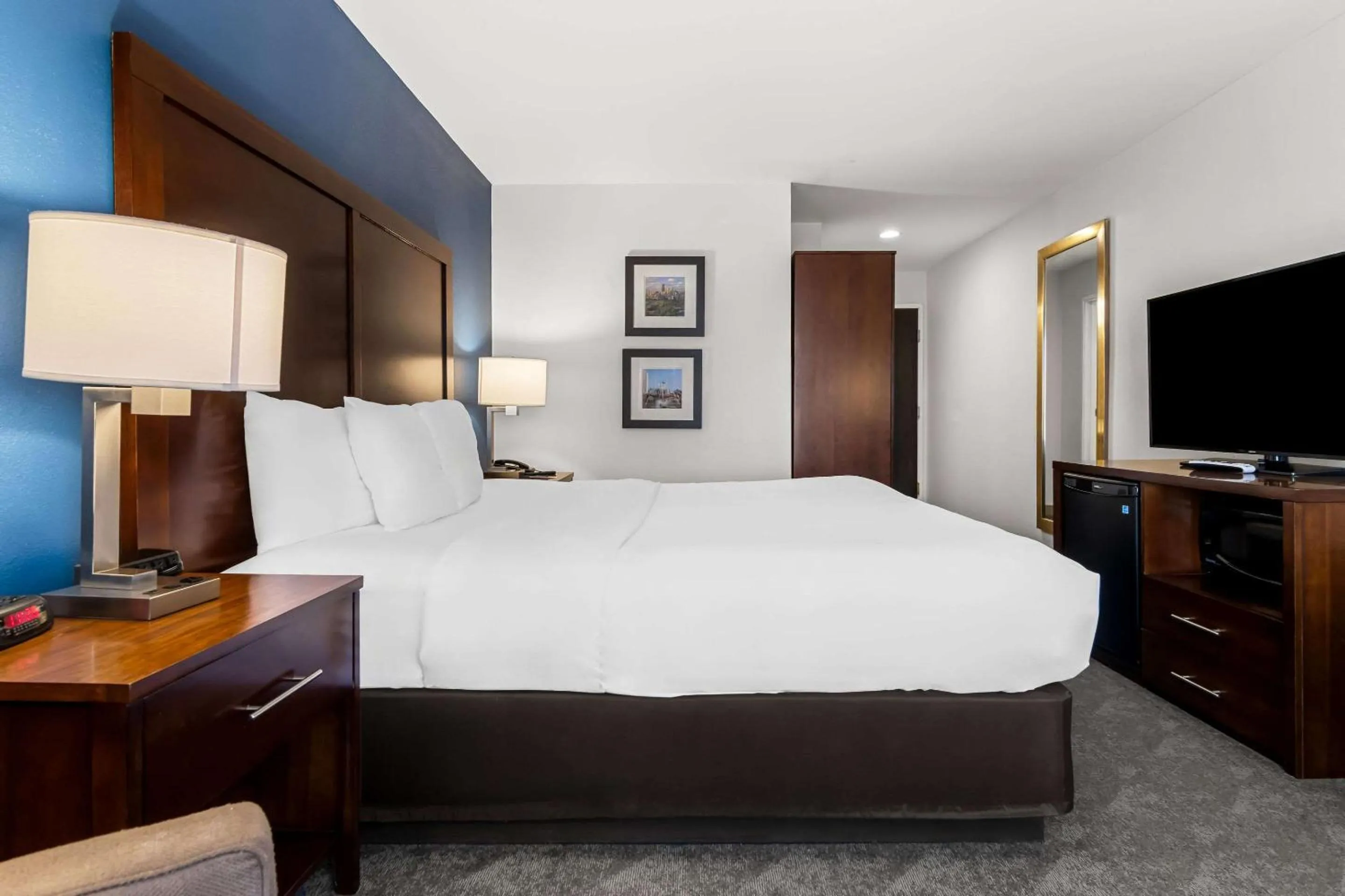 Bedroom, Bed in Comfort Inn & Suites near Tinley Park Amphitheater