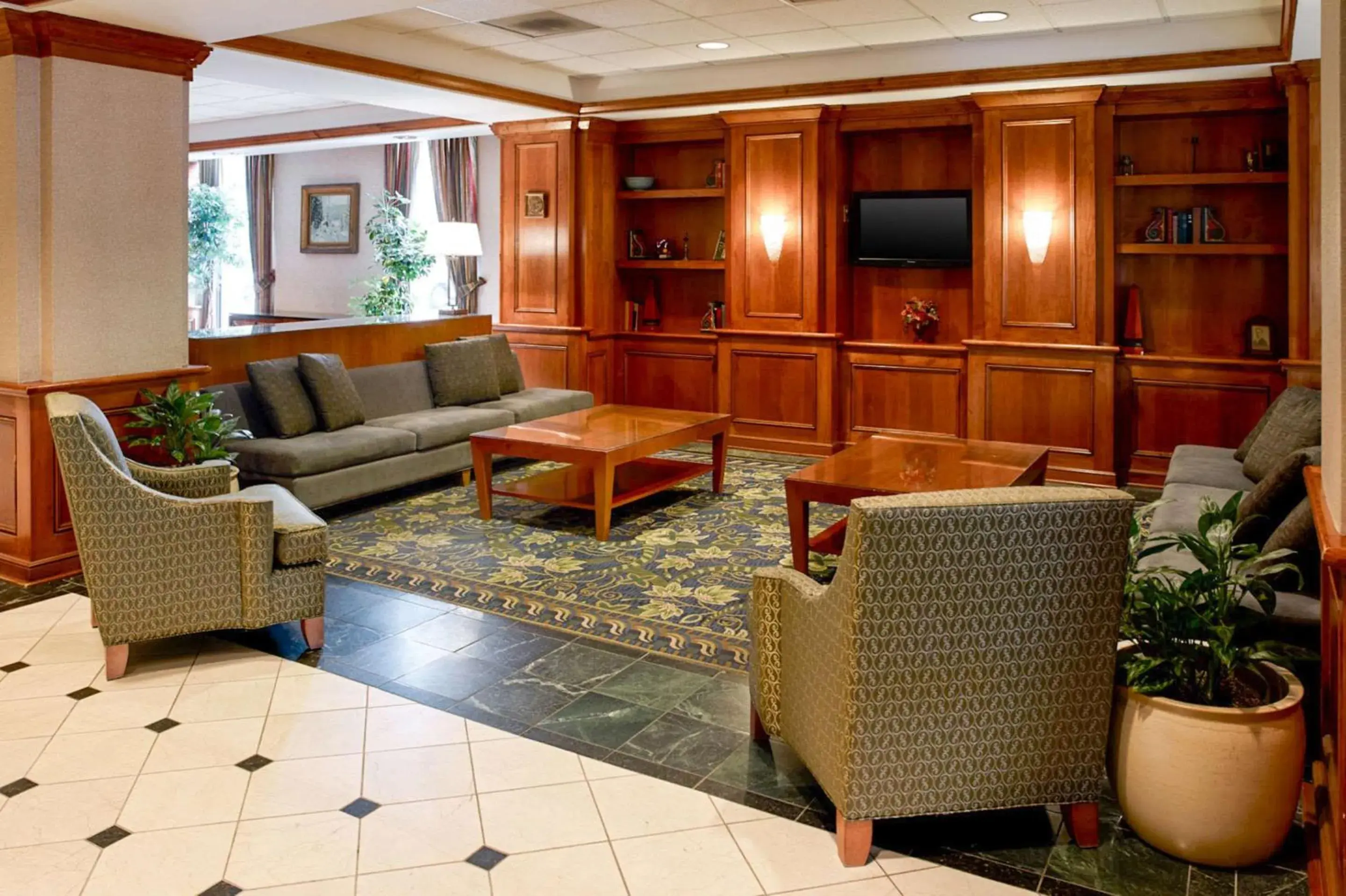 Lobby or reception in Clarion Hotel Portland Airport ME Lobby or reception in Clarion Hotel Portland Airport ME