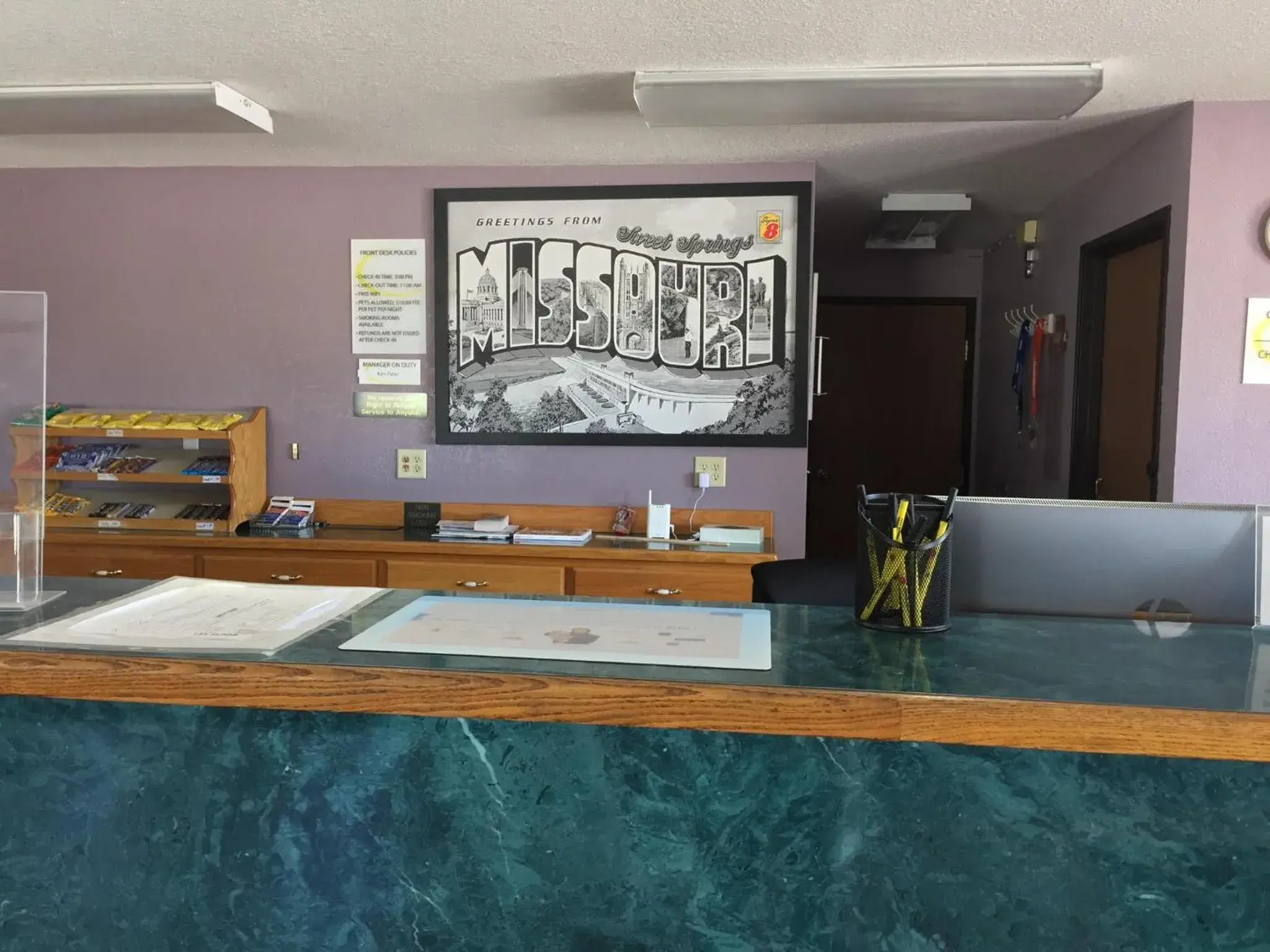 Lobby or reception in Super 8 by Wyndham Sweet Springs Lobby or reception in Super 8 by Wyndham Sweet Springs