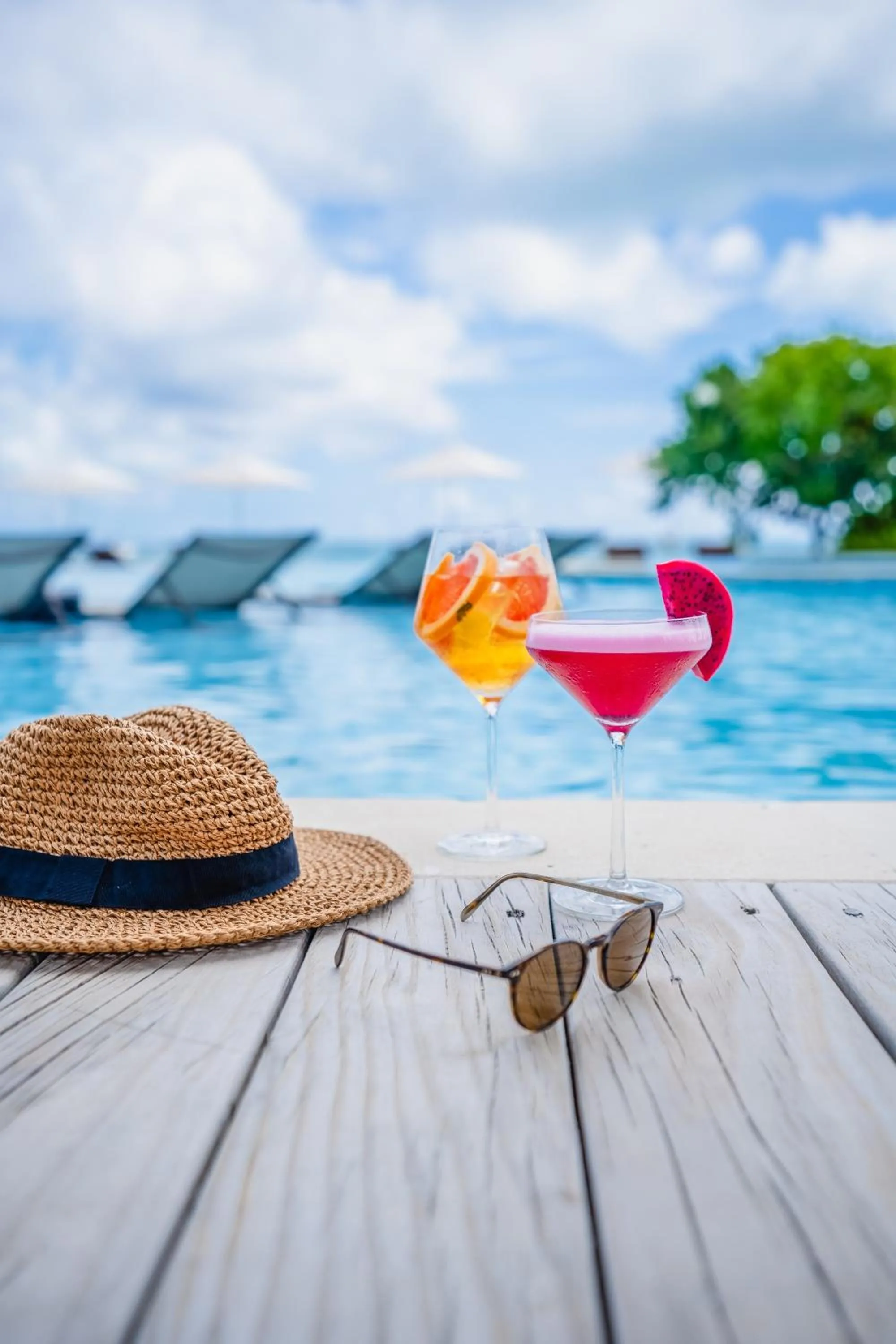 Pool view in Intercontinental Maldives Maamunagau Resort with Club benefits by IHG