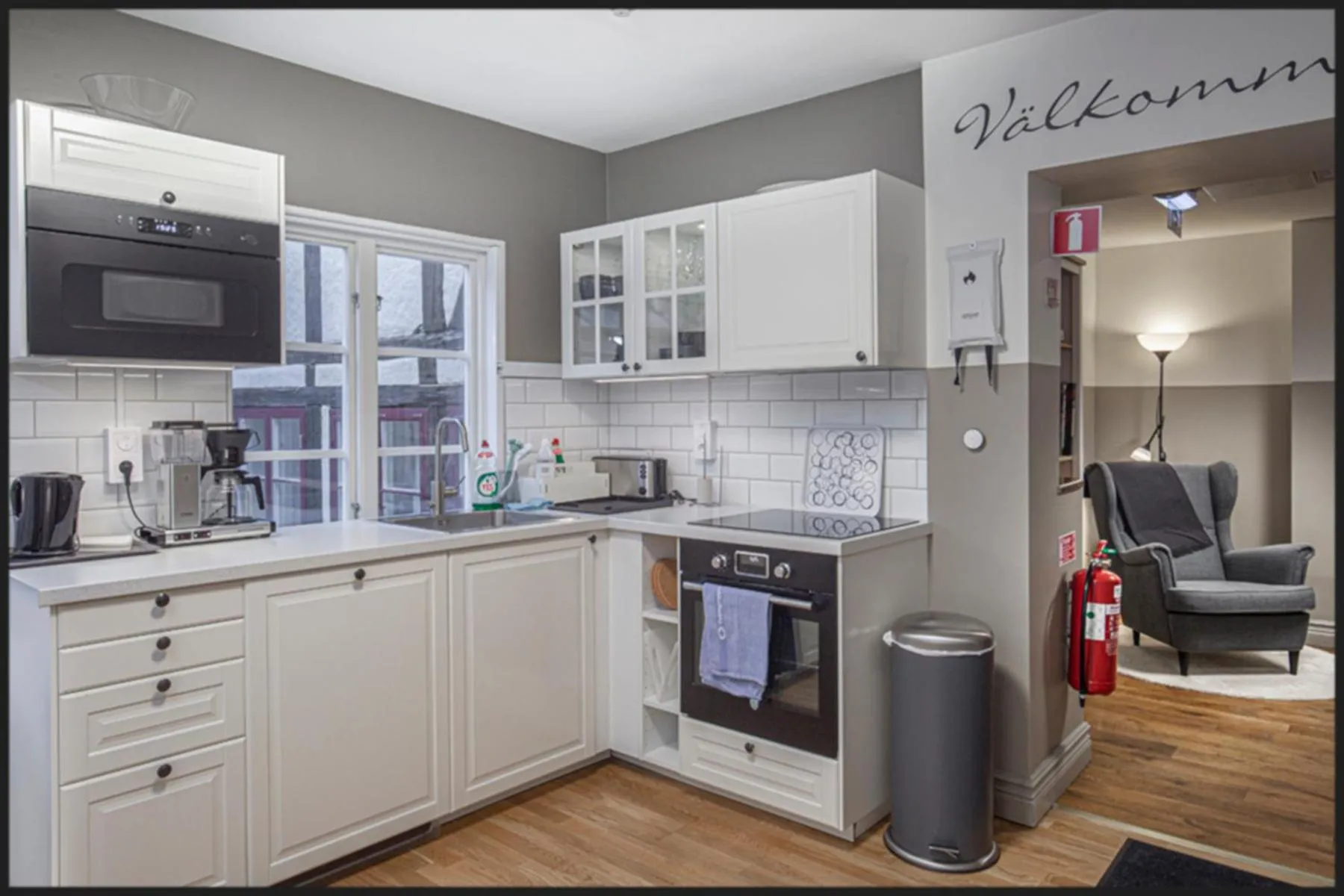 Communal kitchen in Continental Apartment Hotel Helsingborg