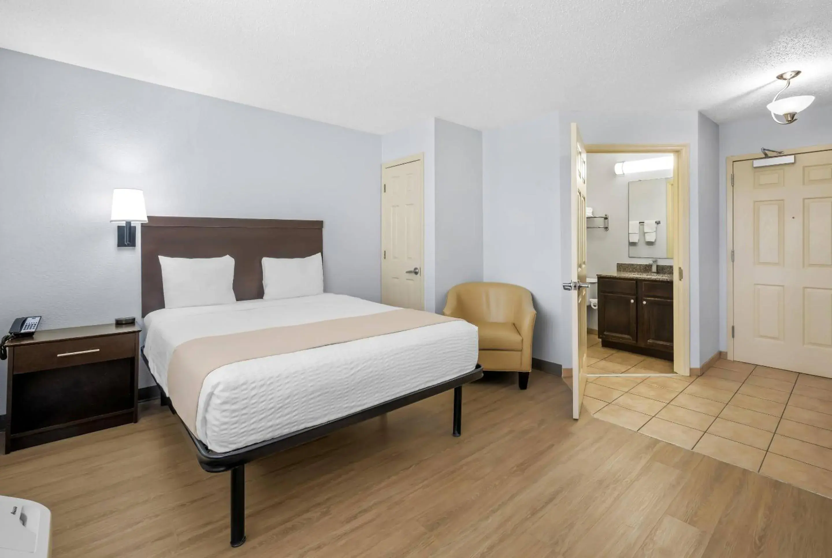 Bedroom, Bed in Suburban Studios Near Camp Lejeune Bedroom, Bed in Suburban Studios Near Camp Lejeune