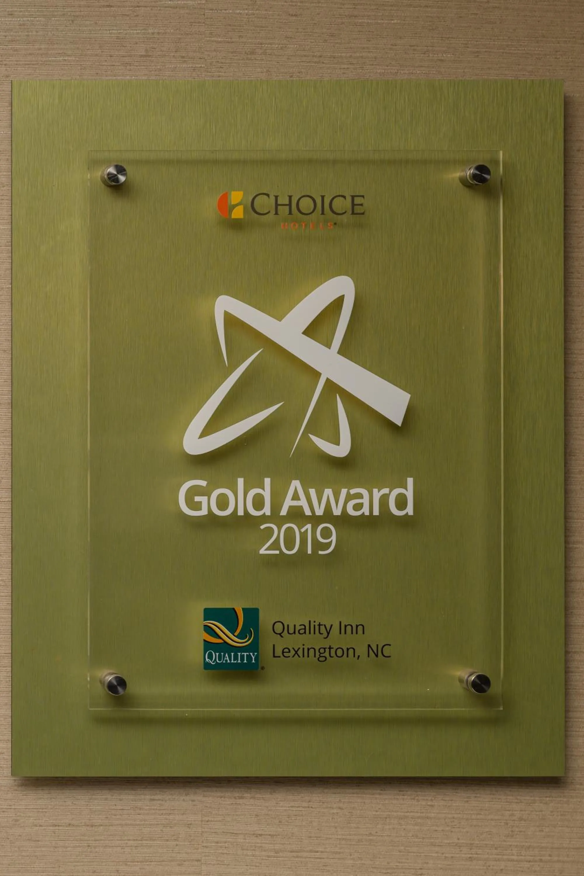 Certificate/Award in Quality Inn & Suites Lexington South
