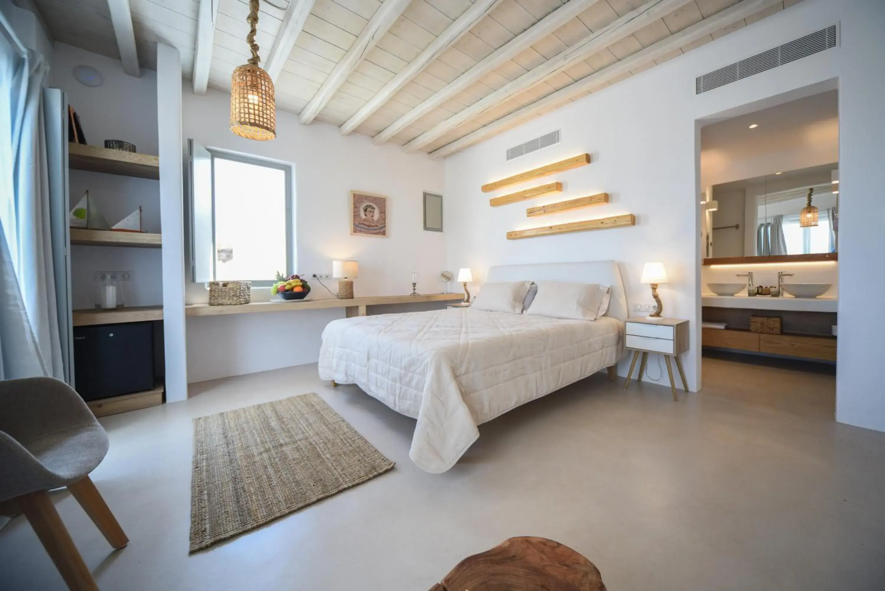 Bed in Myconian Crown Suites Bed in Myconian Crown Suites