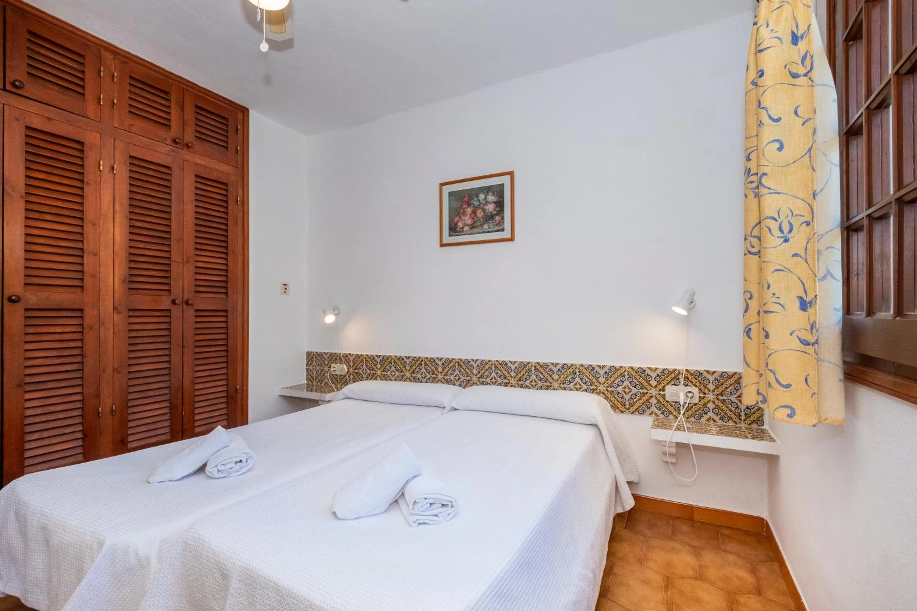 Bedroom, Bed in Apartamentos Son Bou Gardens By MENORCARENTALS