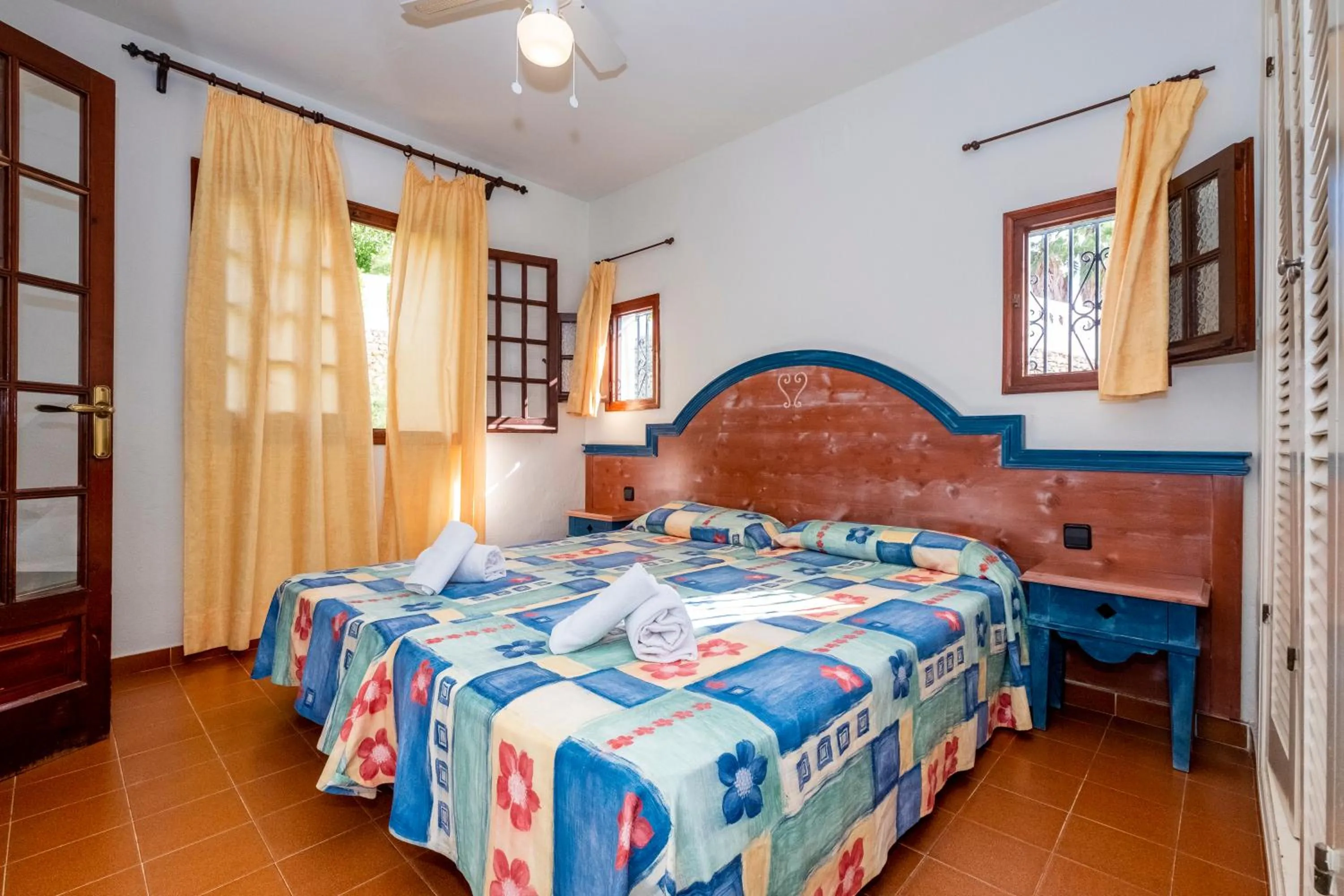 Bedroom, Bed in Apartamentos Son Bou Gardens By MENORCARENTALS