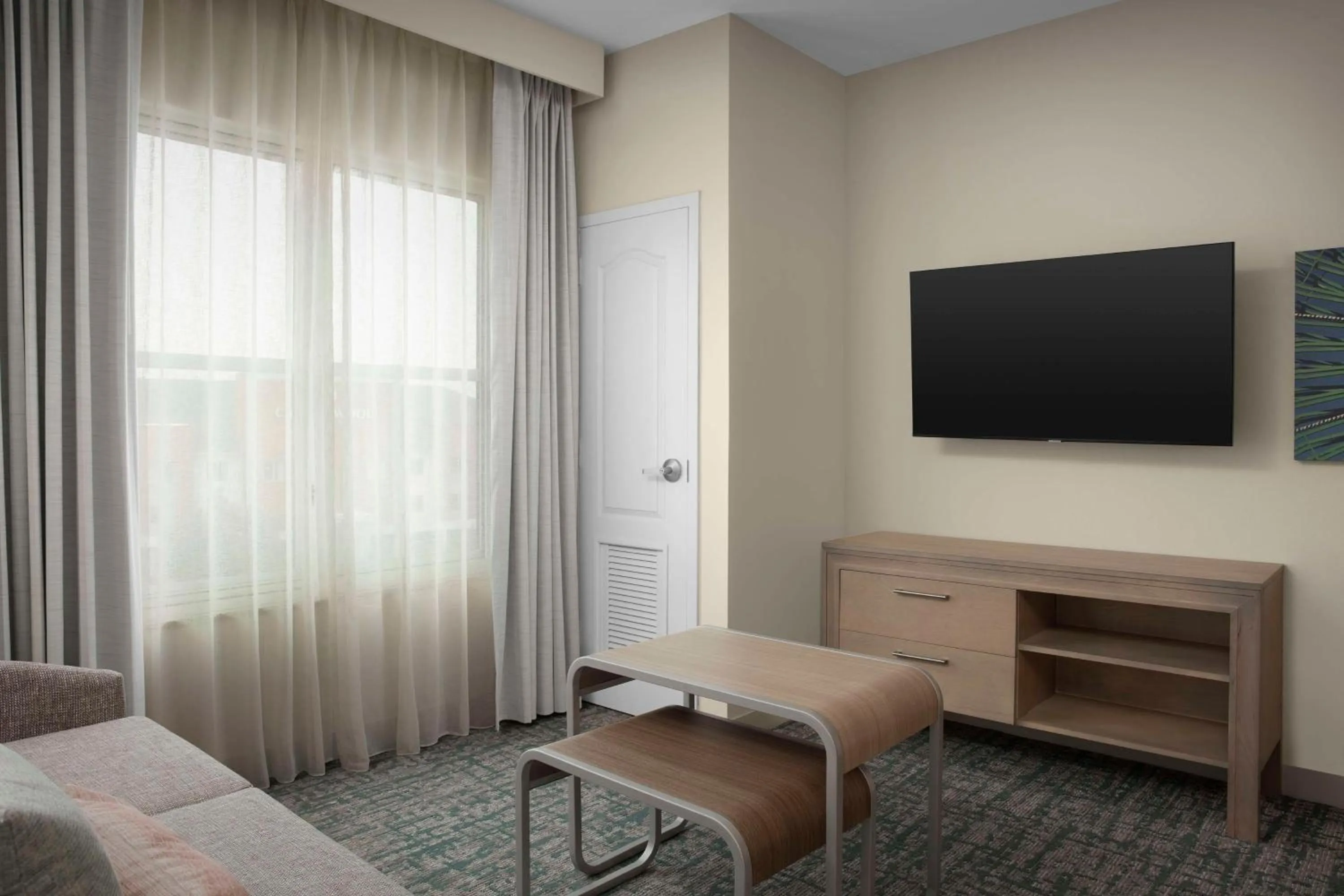 Living room, Bed in Homewood Suites by Hilton Irving-DFW Airport