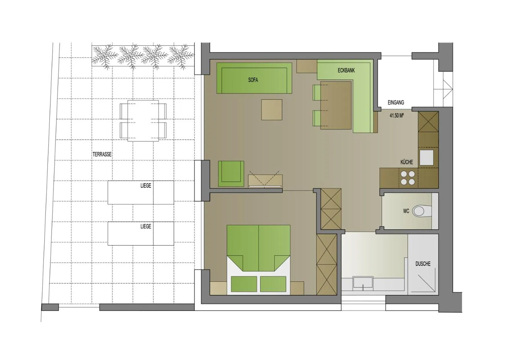 Photo of the whole room in Wally Berg-Appartements