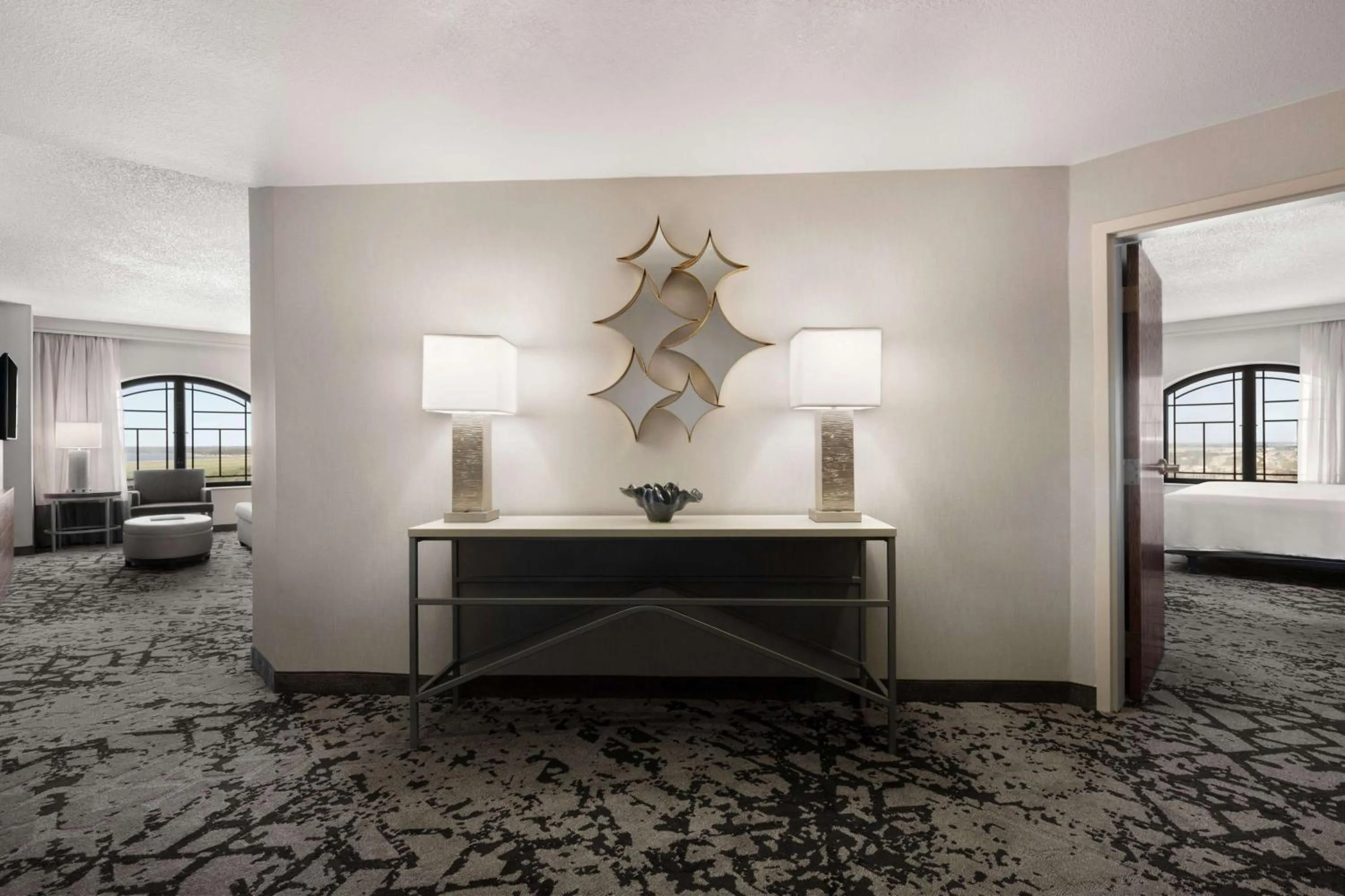 Living room, Bed in Embassy Suites Dallas - DFW Airport North