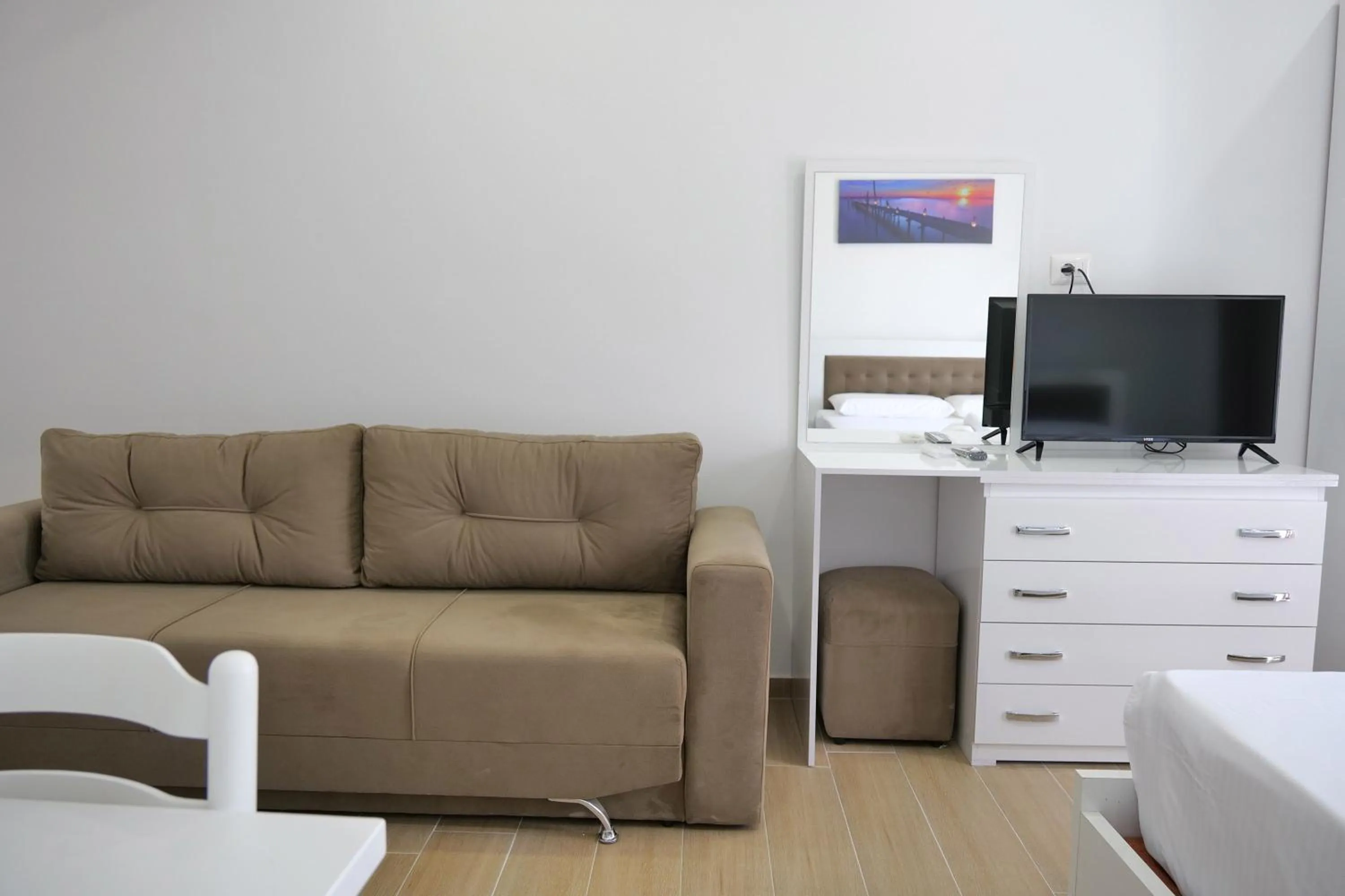 Seating area in Lux Apartments