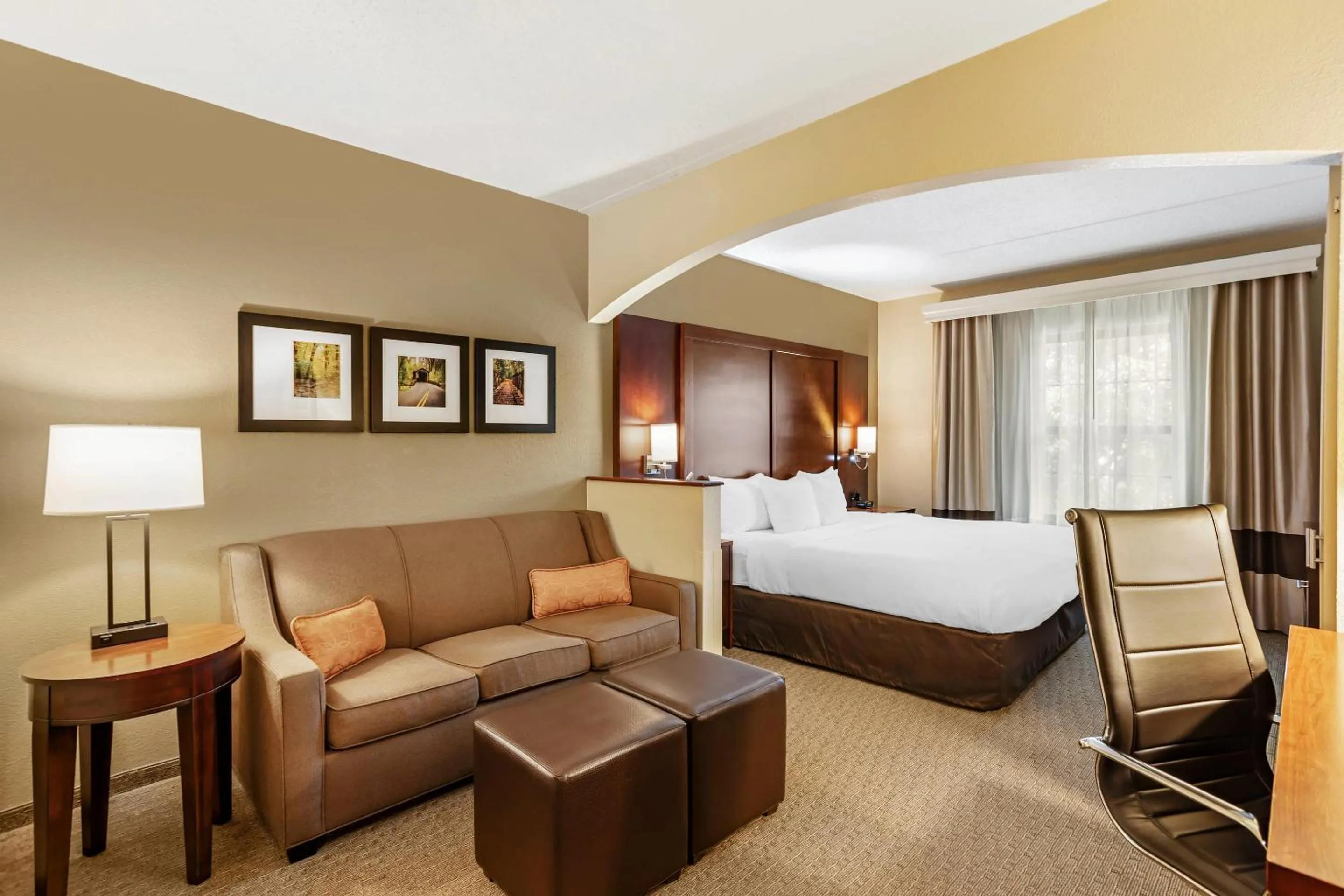 Bedroom, Bed in Comfort Suites State College near Penn State - Steps Away from PSU!