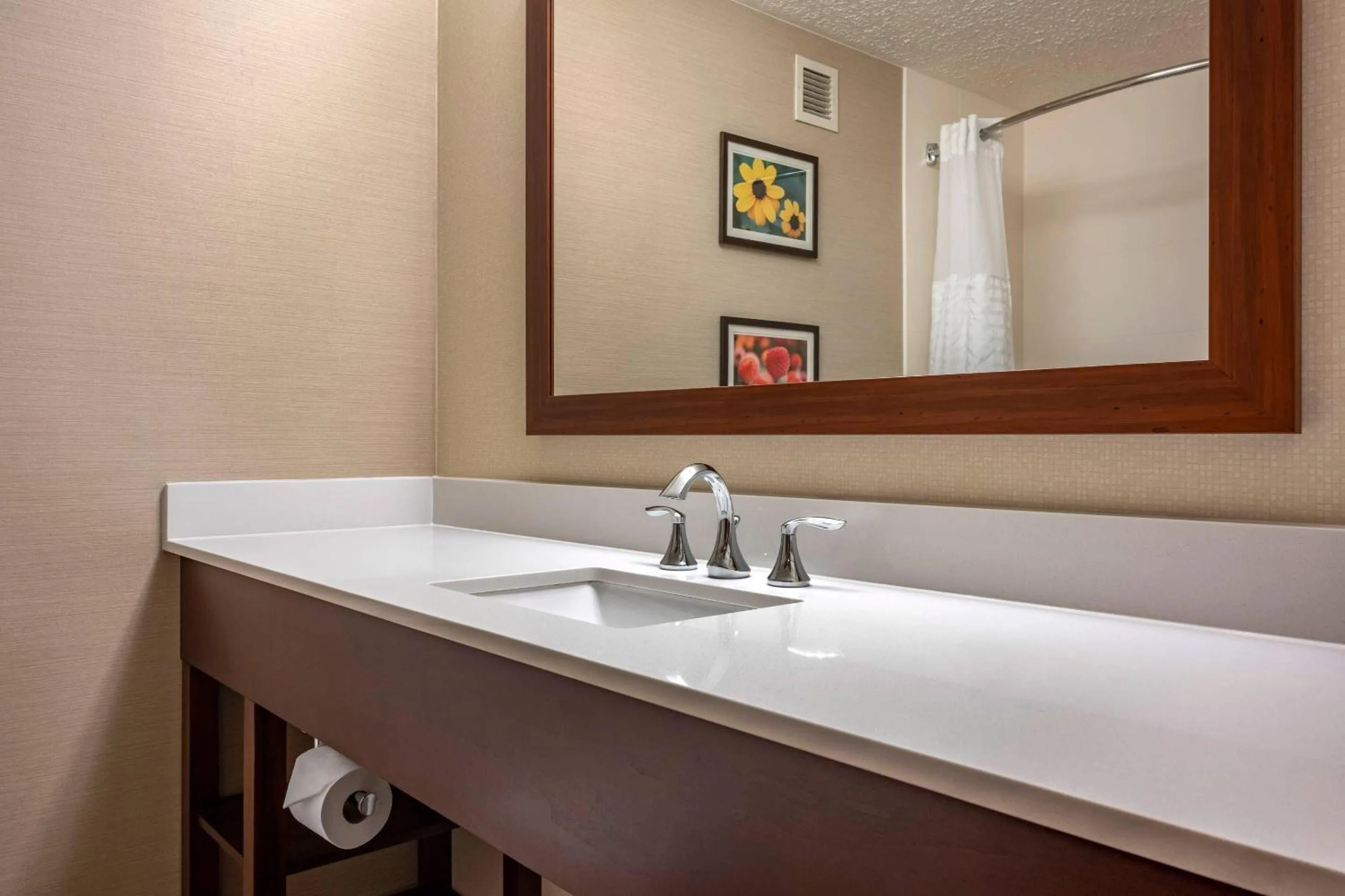 Bathroom in Comfort Suites State College near Penn State - Steps Away from PSU!