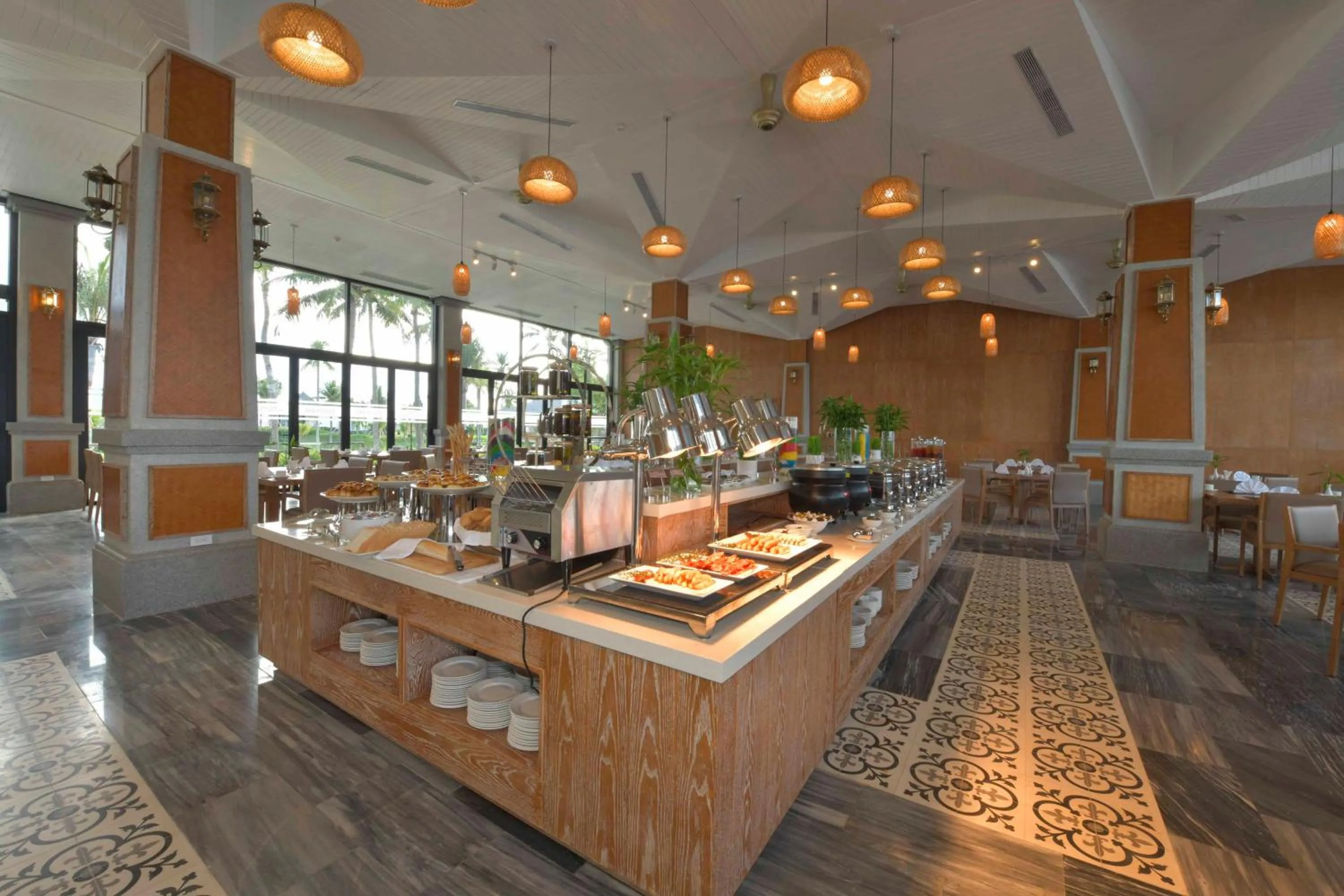 Buffet breakfast in CocoLand Thu Xa Ancient Town Resort