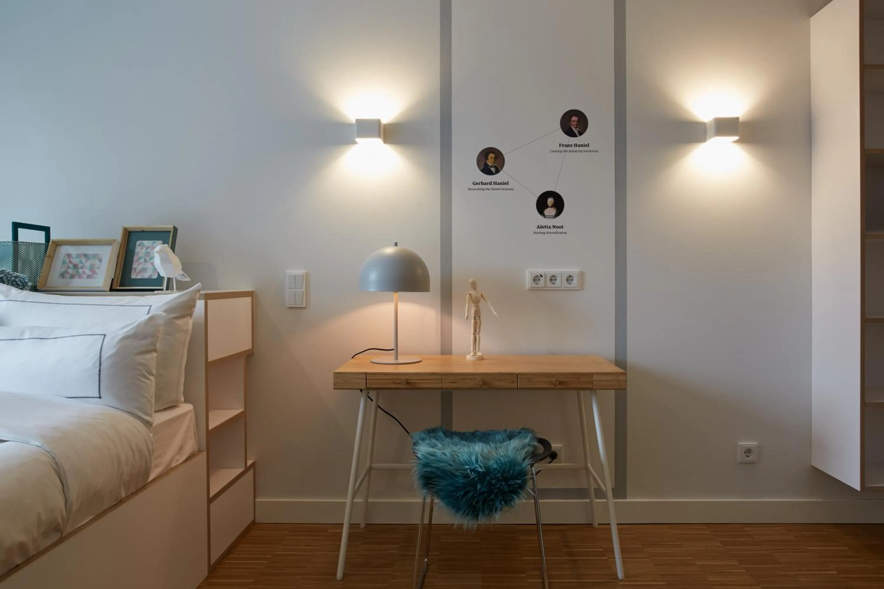 Decorative detail, Bed in hotel friends Essen Zeche Zollverein