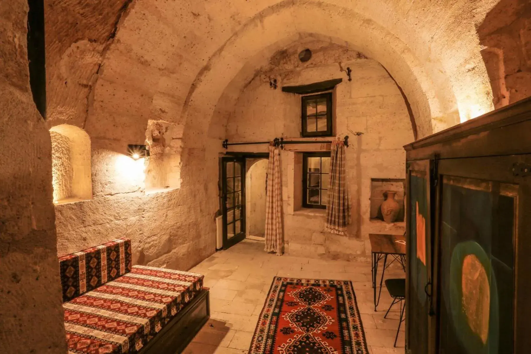 Seating area, Bed in Harkasos Cave Hotel Seating area, Bed in Harkasos Cave Hotel