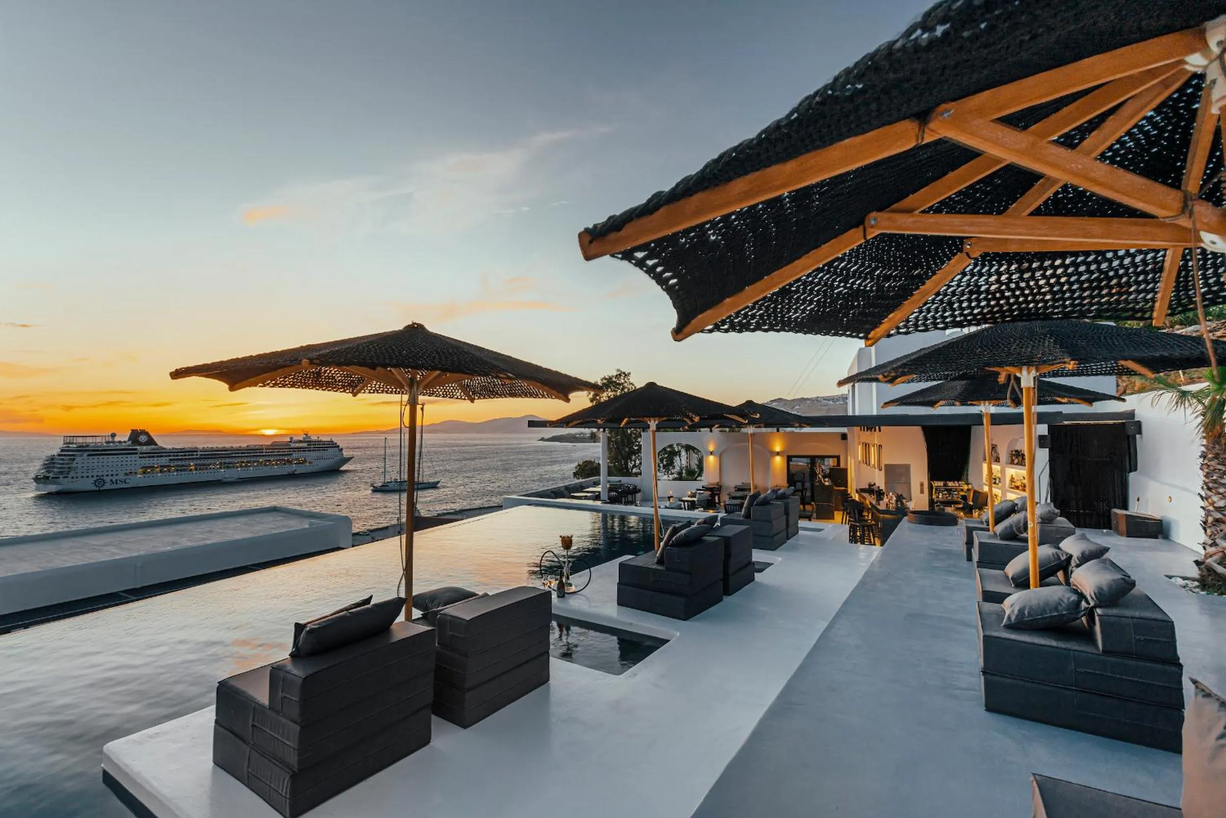Pool view in Tagoo Black Mykonos