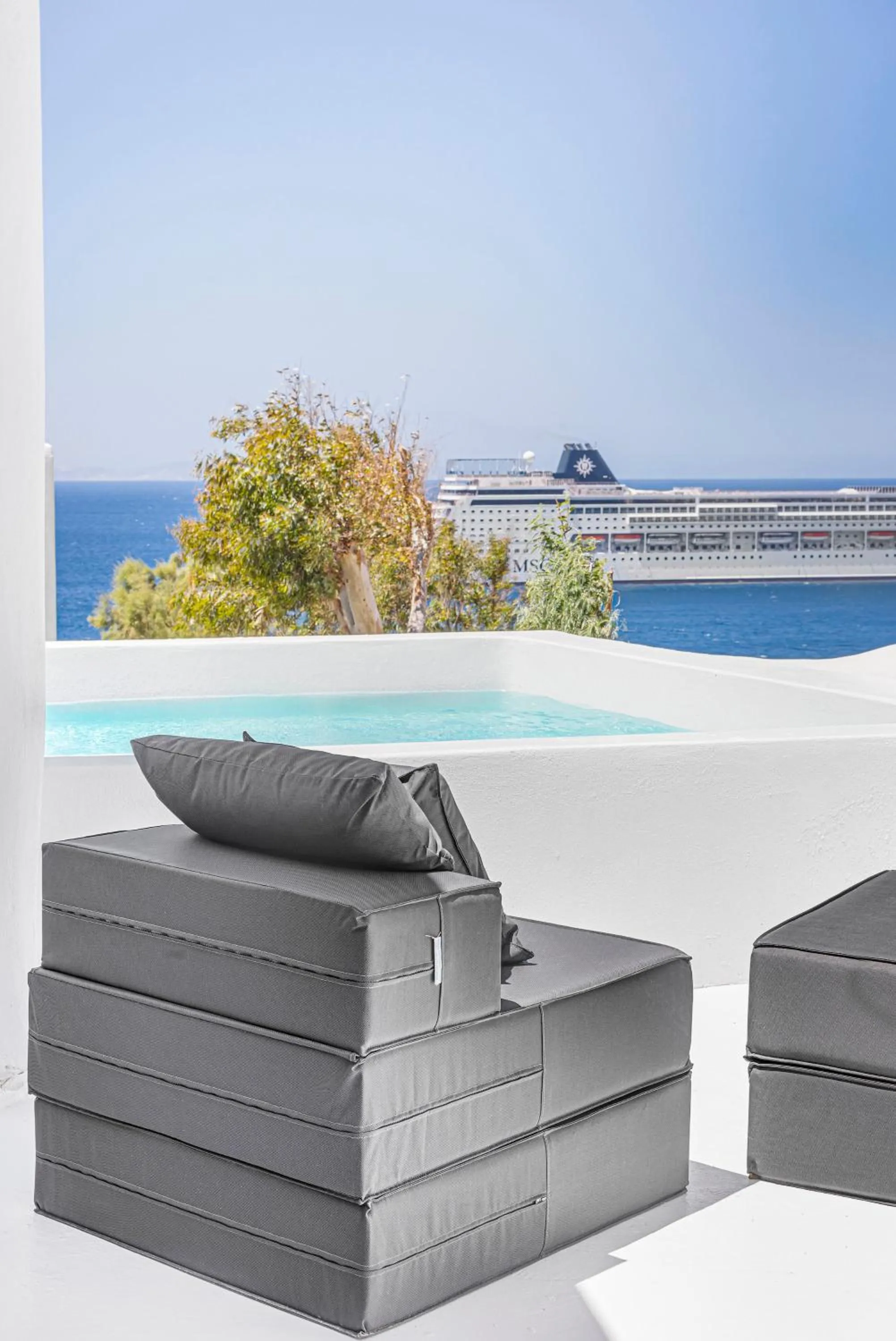 Pool view in Tagoo Black Mykonos